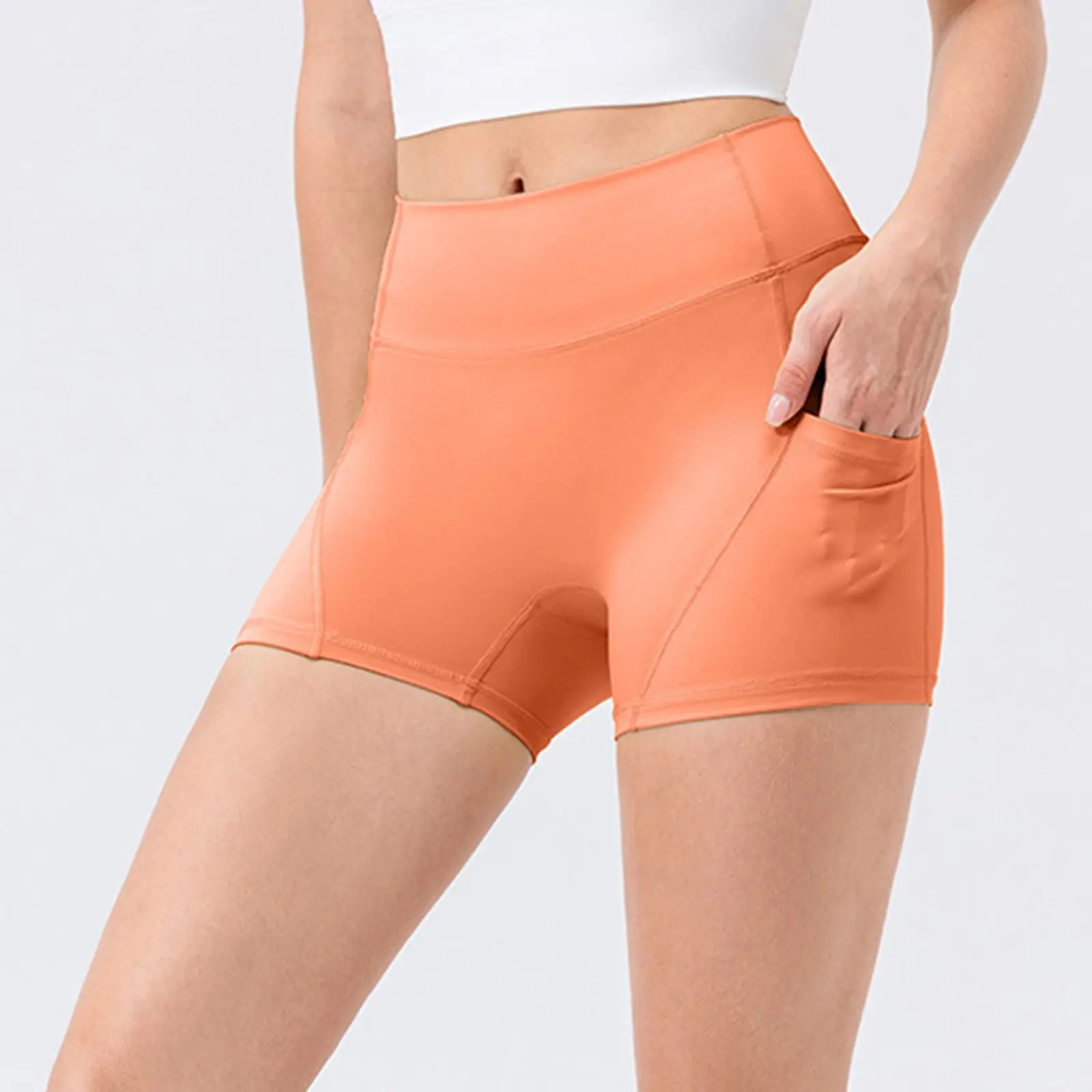 Pockets Workout Gym Legging Women Cycling Shorts Quick-Dry Yoga Clothes Breathable High Waist Sports Shorts Female