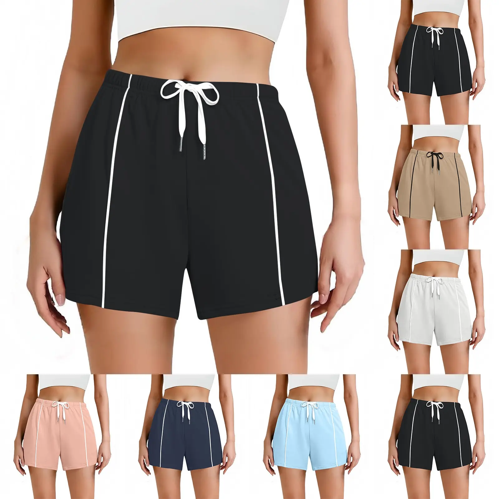 Women Striped Casual Shorts Korean Harajuku Loose All Match Sports Shorts Summer Fashion Simple Yoga Thin Mini Shorts Female