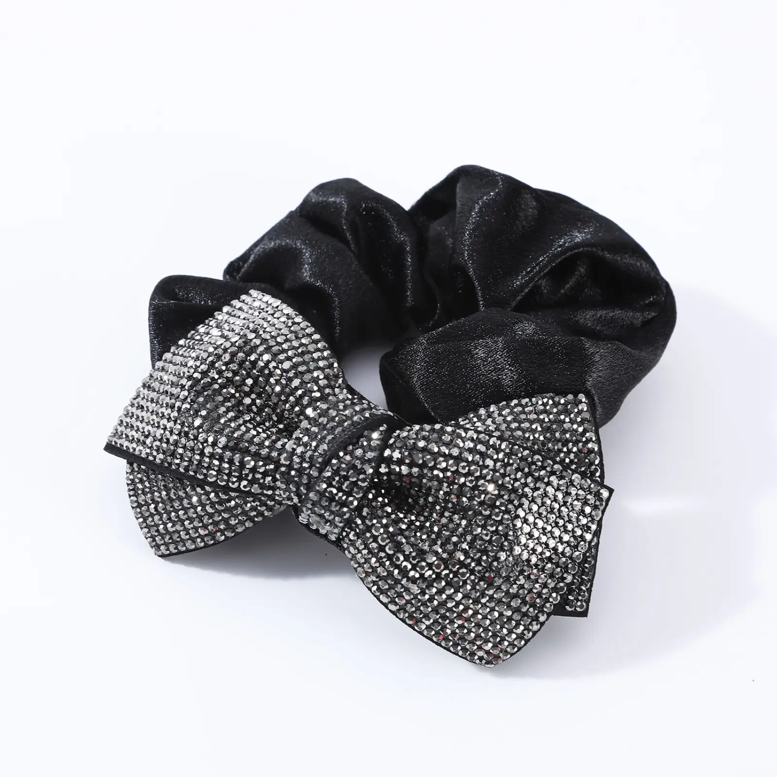 Sparkling rhinestone bow decoration with elastic hair bands and large intestine hair rings suitable for women and girls