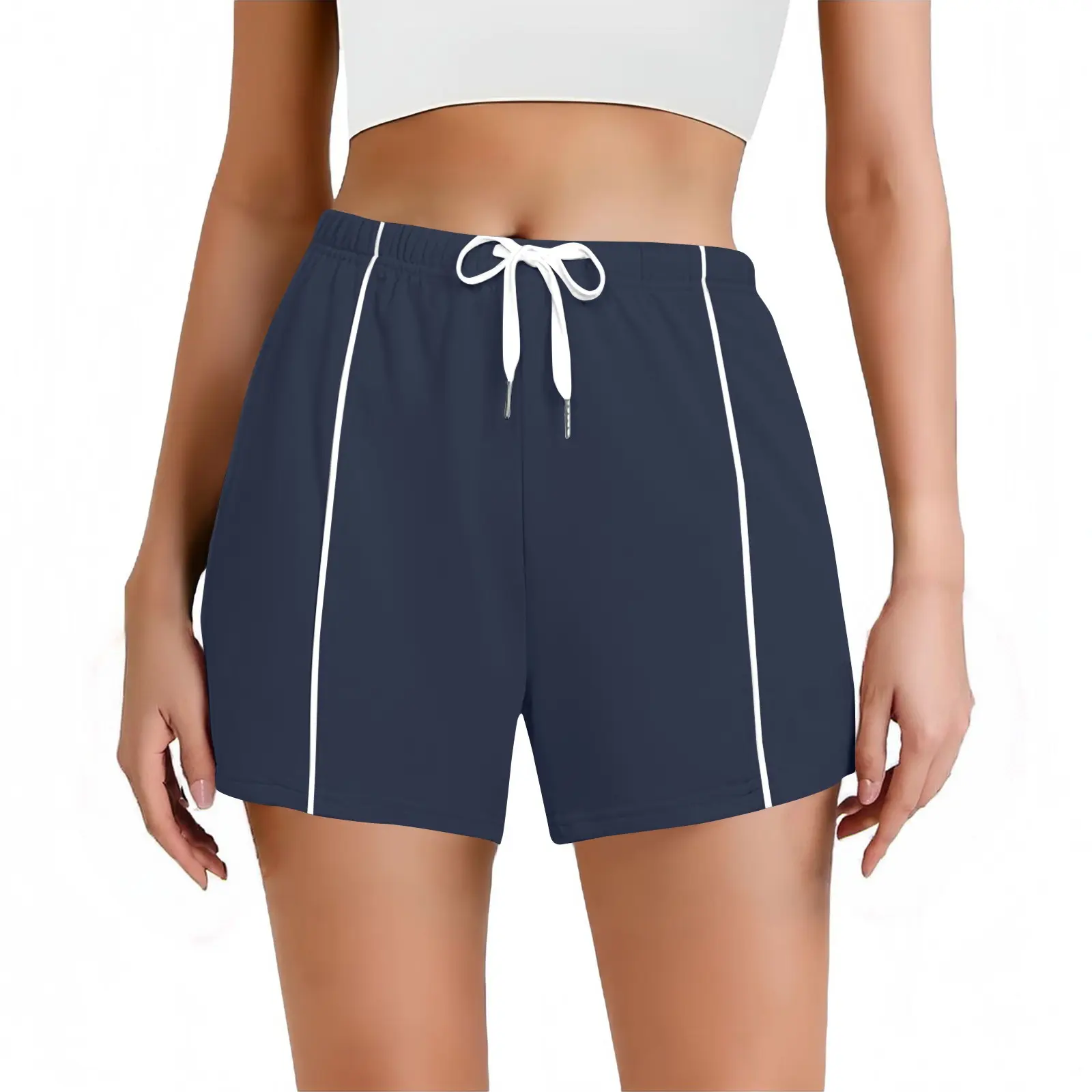 Women Striped Casual Shorts Korean Harajuku Loose All Match Sports Shorts Summer Fashion Simple Yoga Thin Mini Shorts Female