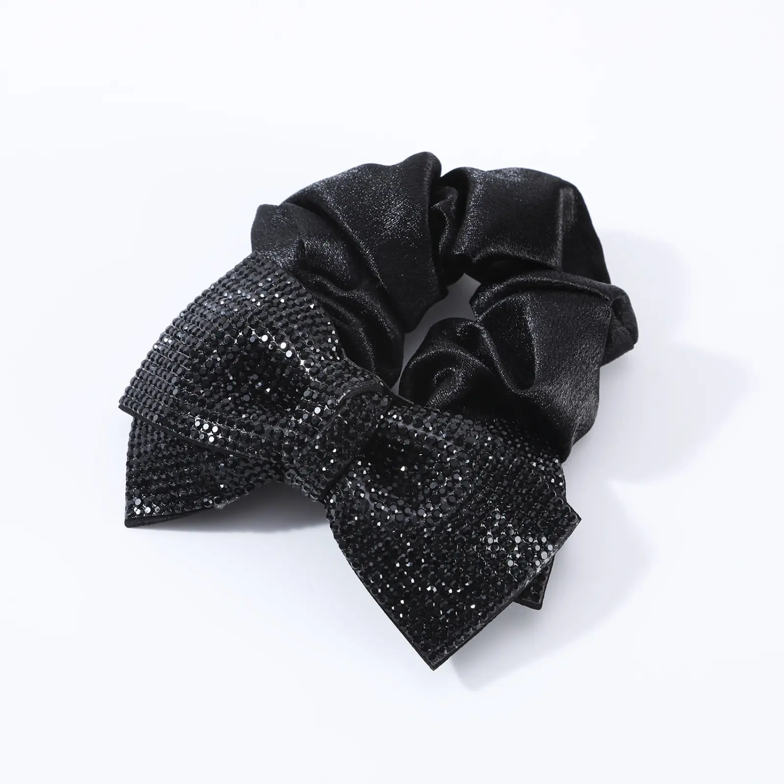 Sparkling rhinestone bow decoration with elastic hair bands and large intestine hair rings suitable for women and girls