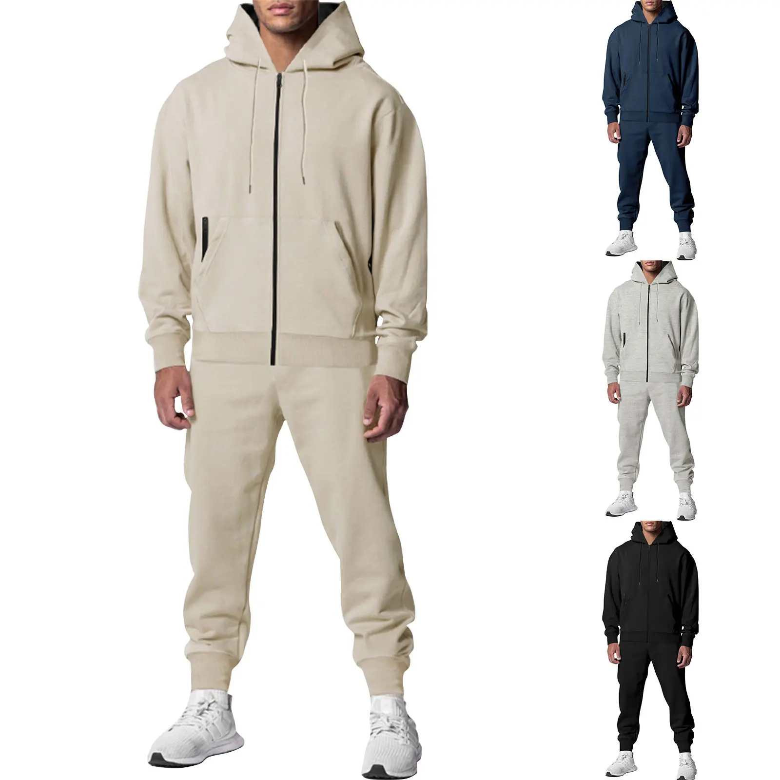 Mens Tracksuits Men's Clothing Men Sets Hoodie Set Zipper Sweatshirt Casual Sport Sweatpants Man Sweat Suit Set Running