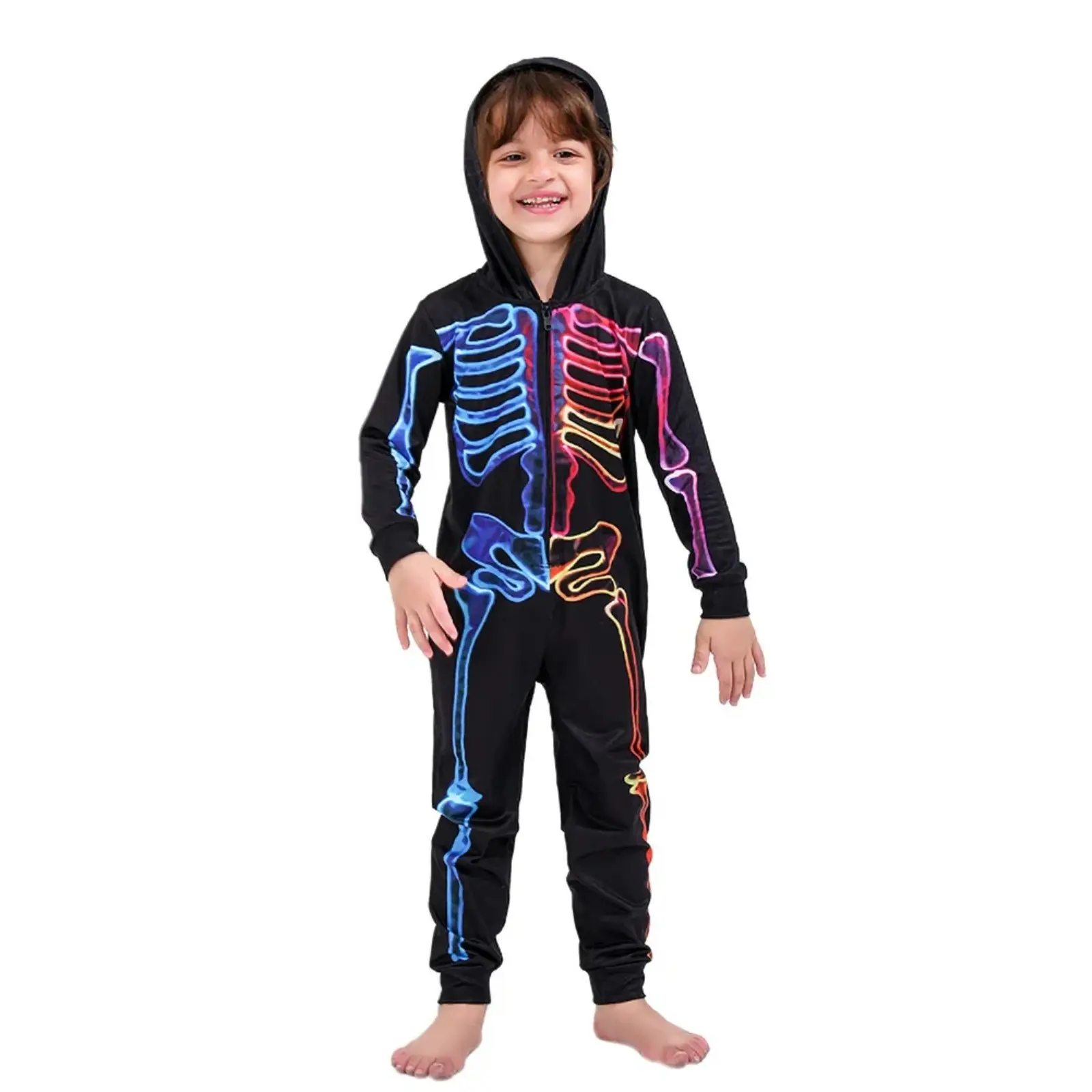 Halloween Skeleton Print Long Sleeve Family Matching Pajamas Set Adult Kids Family Sleepwear Party Clothes Family Sets