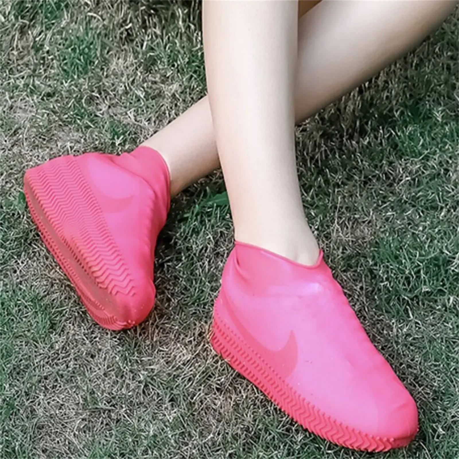 1 Pair Rubber Rain Boot Overshoes For Outdoor Use Silicone Waterproof Shoe Covers Rainy Day Shoe Cover Reusable Non-Slip Rain