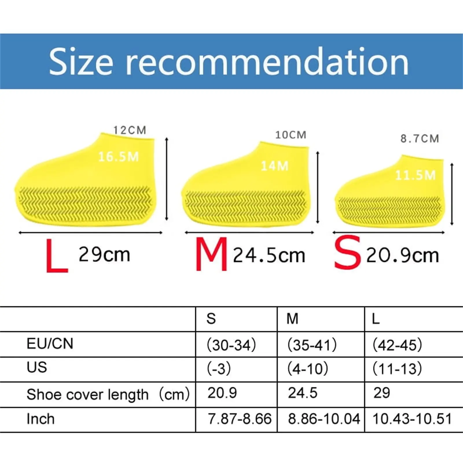 1 Pair Rubber Rain Boot Overshoes For Outdoor Use Silicone Waterproof Shoe Covers Rainy Day Shoe Cover Reusable Non-Slip Rain