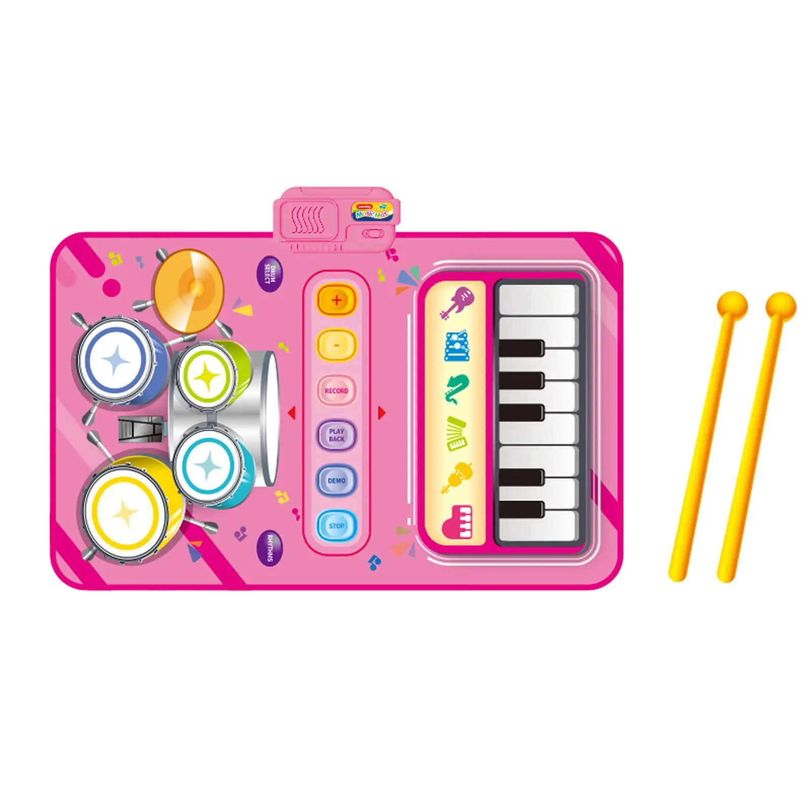 Baby Musical Piano Drum Play Mat 2 in 1 for Kids Toddlers Floor Keyboard Dance Mat with Sounds Baby Toy Music Blanket