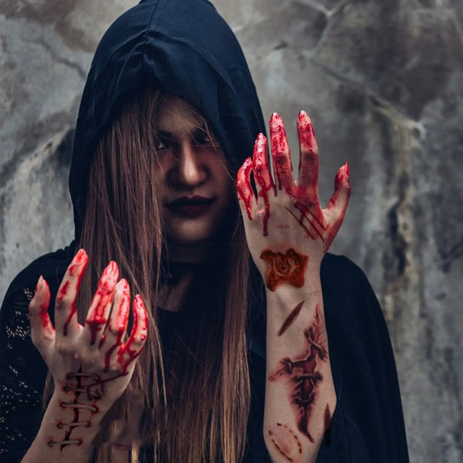 30Pcs Halloween Theme Bloody Wound Tattoo Stickers Waterproof Temporary Face Makeup Kids Party Favors Decoration