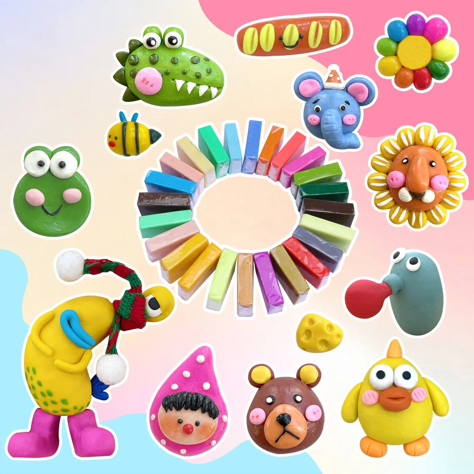 Colors Polymer Clay Blocks With Tools Kit Molding Craft Oven Bake Beginer Kids Diy Earrings Dolls Jewerly Accessories