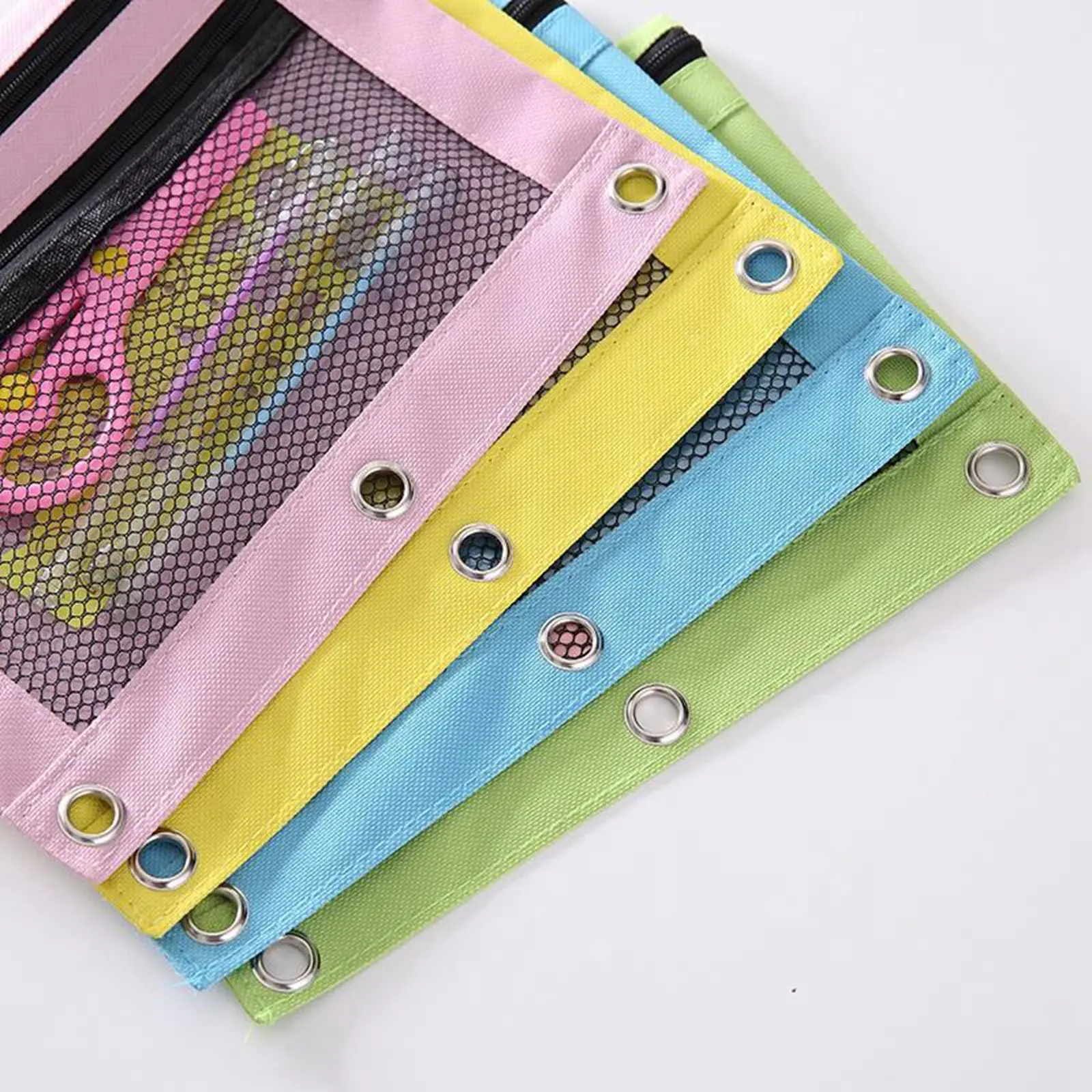 Colorful Double Layer canvas Cloth Zipper Paper File Folder Book Pencil Pen Case Bag File Document Bags
