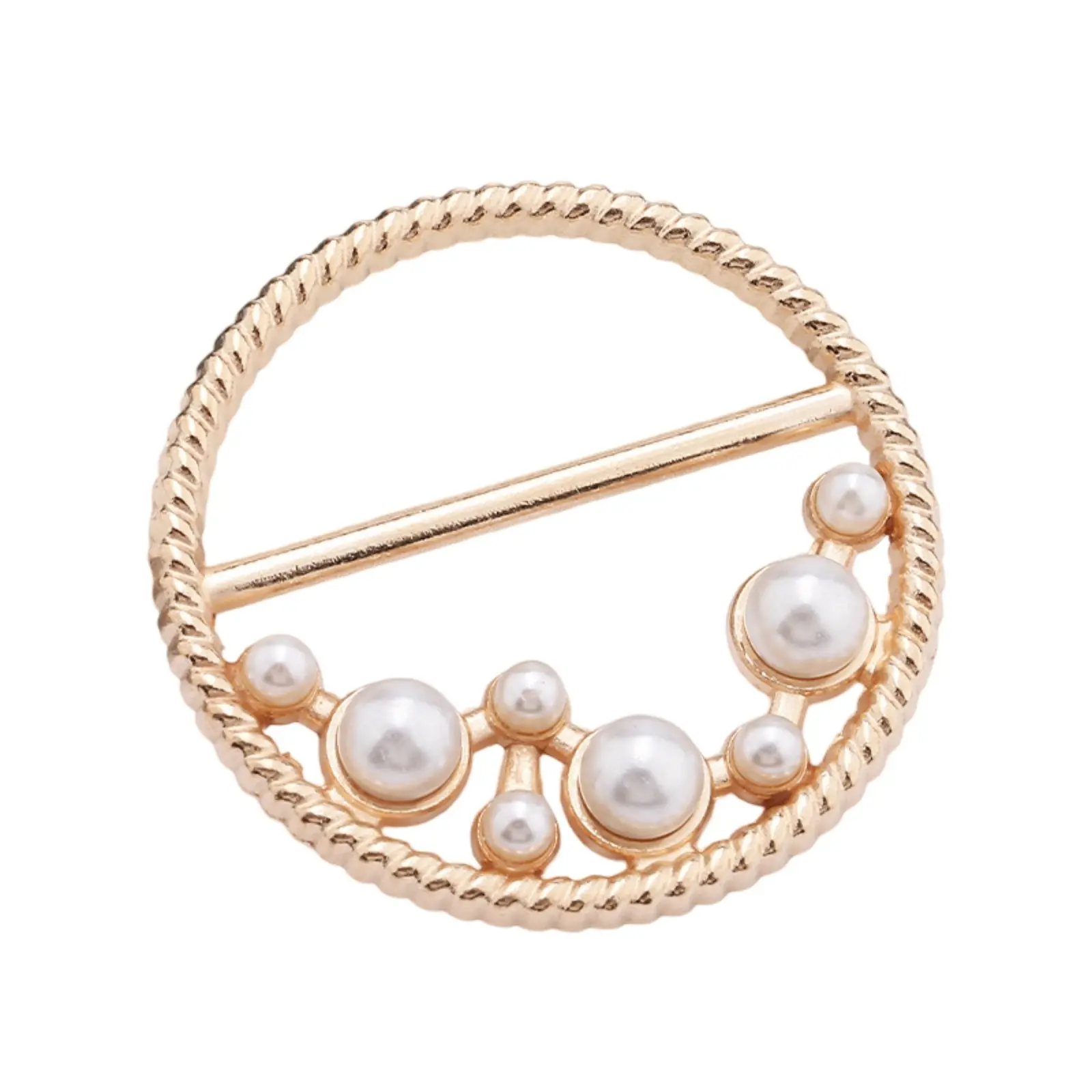 New Fashion Corner Hem Waist Knotted Brooches Crystal Pearl Metal Hijab Scarf Ring Button Shirt T-shirt Fixed Buckle Accessories
