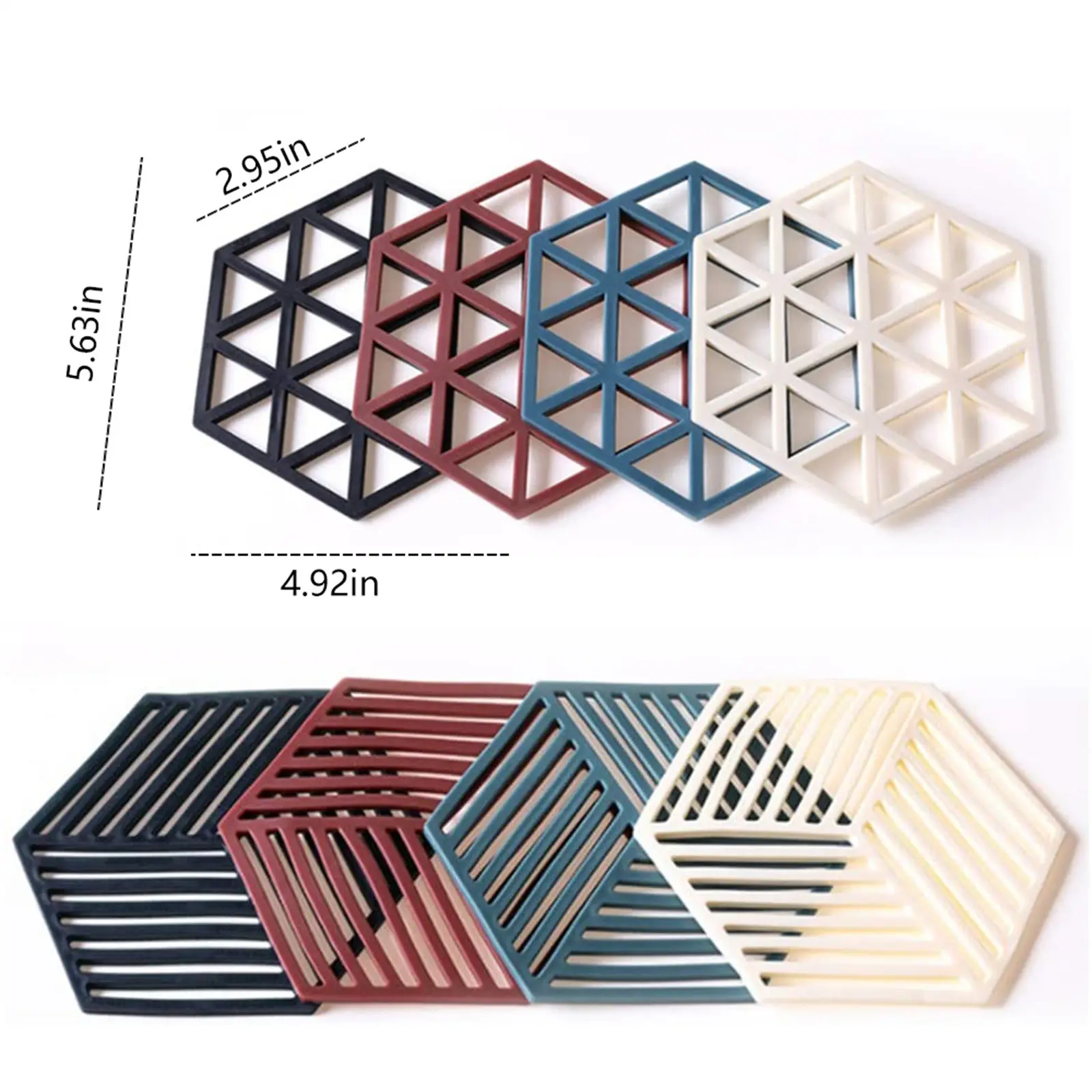 8 Pcs Silicone Trivet Mat And Hot Pads Hexagon Heat Resistant Multifuntion Kitchen Tool Counter Mat Silicone Placemat Pot Holder