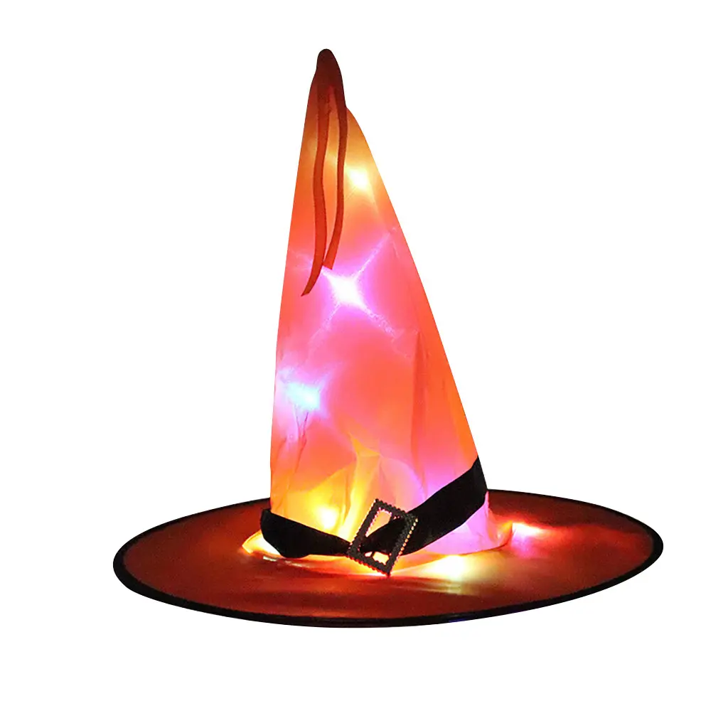 LED Halloween Flashing Light Witch Hat Starry Sky Ghost Festival Dress Up Glowing Elf Ghost Hat Lamp Home Decoration Hanging Lan