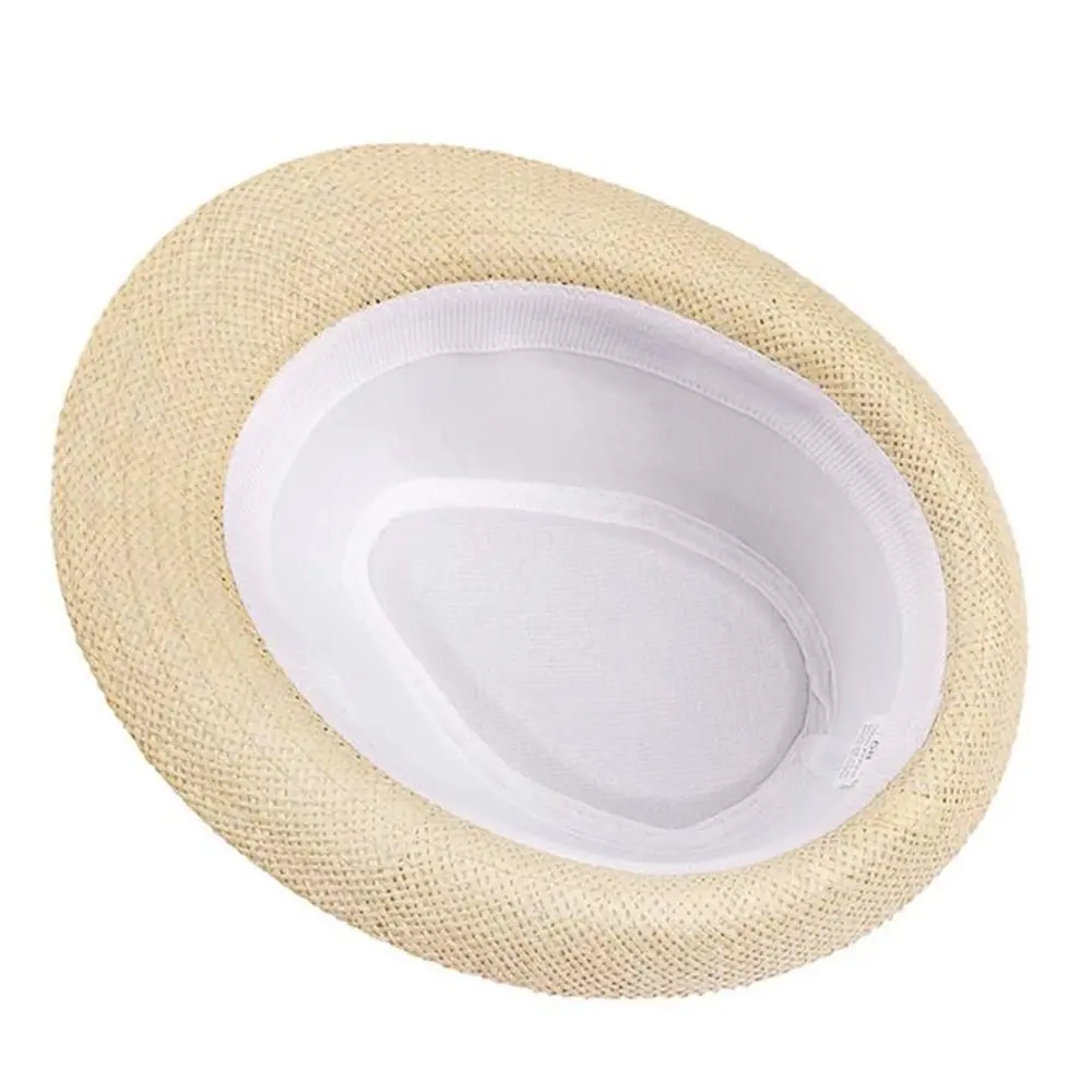 Children Kids Summer Beach Straw Hat Jazz Panama Breathable Hat Large Brim Outdoor Breathable Hats Girls Boy Sunhat