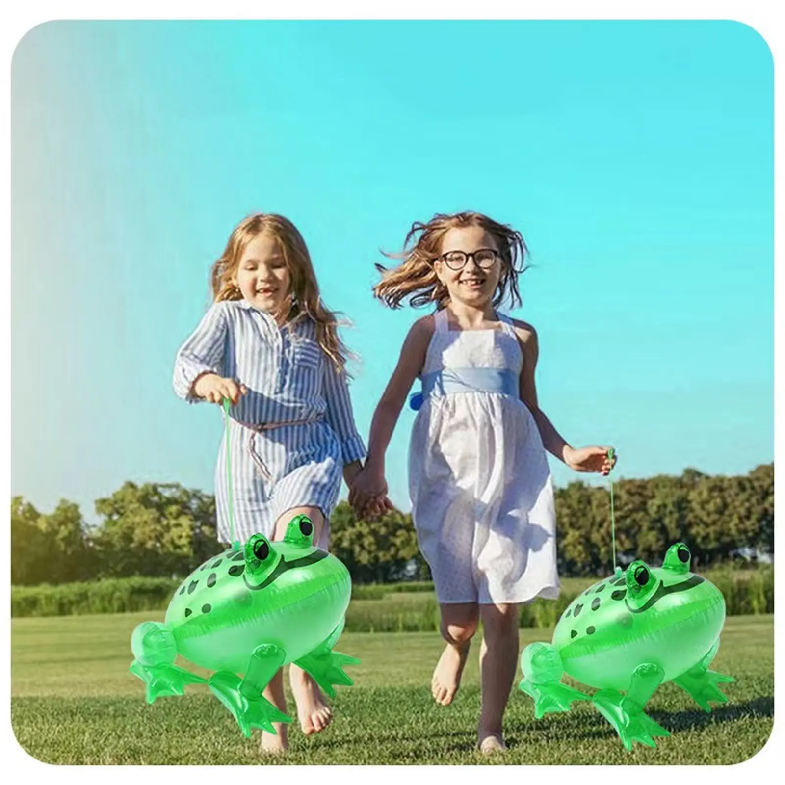 Glowing Inflatable Green Bouncing Frog Toad Ballon Jungle Animal Toy Funny Kids Party Gift Birthday Wedding Decoration