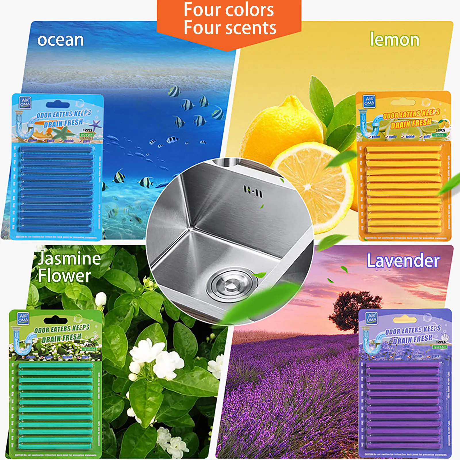 12Pc Solid Sani Sticks Oil Decontamination Kitchen Toilet Bathtub Cleaner Sewer Pipe Odor Clog Cleaning Rod Cleaning Tools