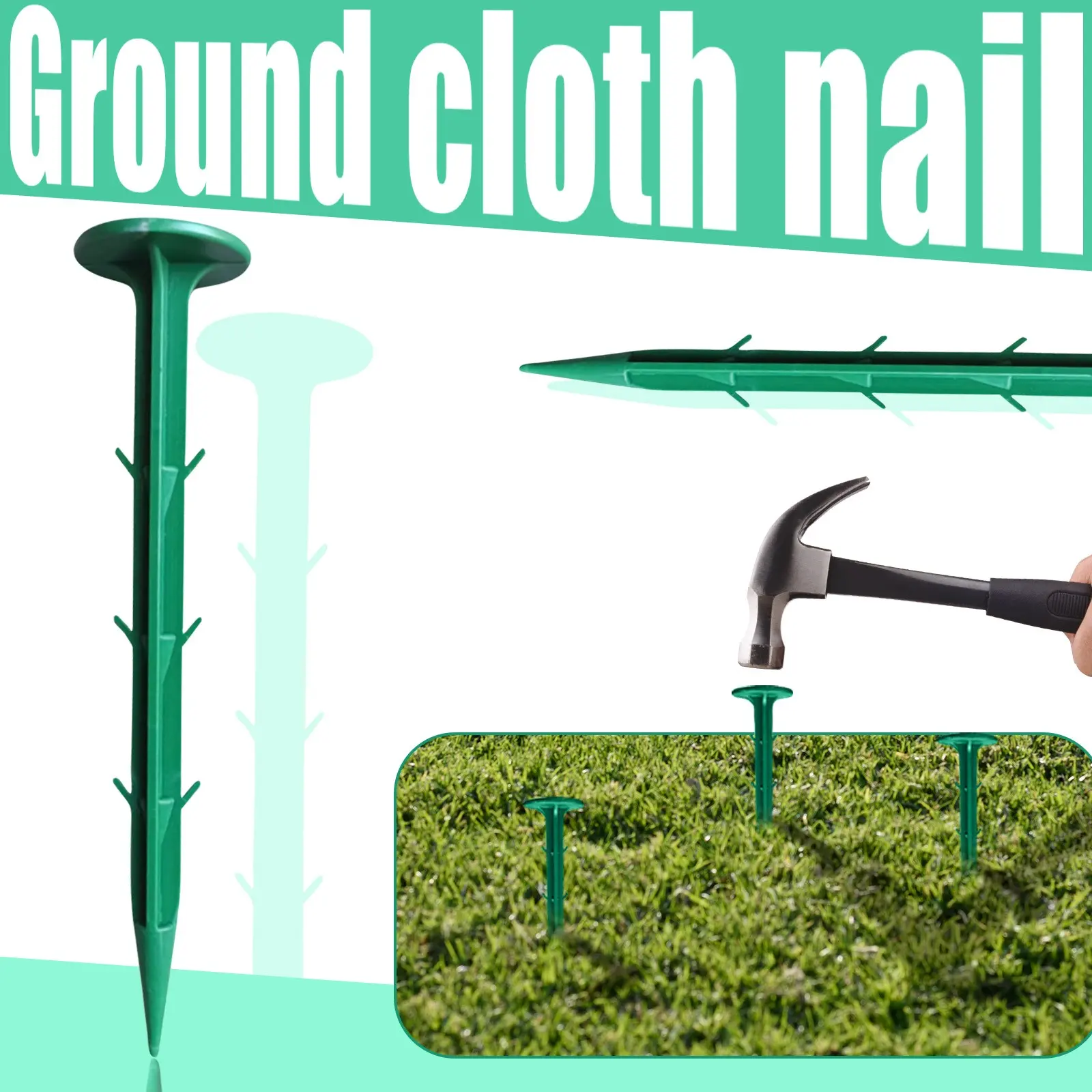 Garden Landscaping Stake with Barb Insertion Ground Anchoring Spike Turf Nail Hold Down Tent Tarps Grass Repellent Cloth