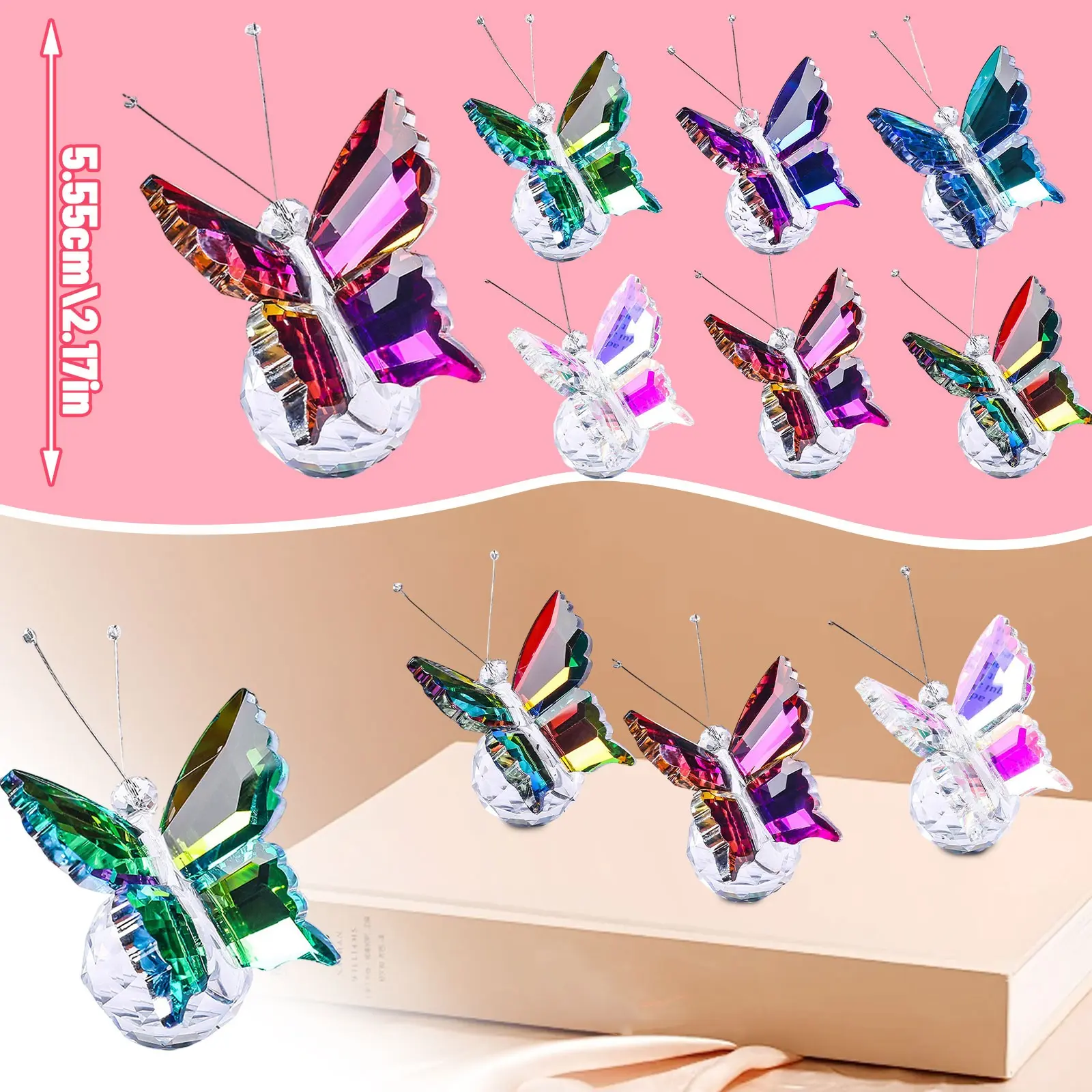 Crystal Handicrafts Three-Dimensional Butterfly Ornaments Souvenirs Small Gifts Creative Home Counter Tabletop Decoration