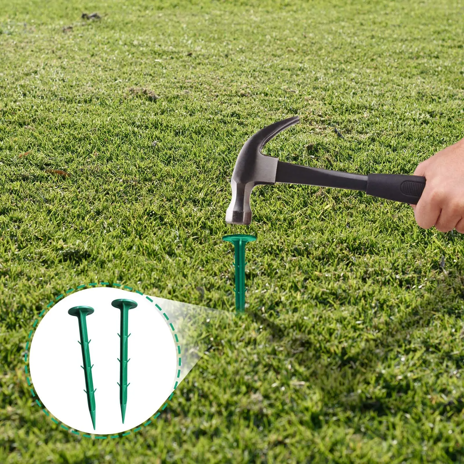Garden Landscaping Stake with Barb Insertion Ground Anchoring Spike Turf Nail Hold Down Tent Tarps Grass Repellent Cloth