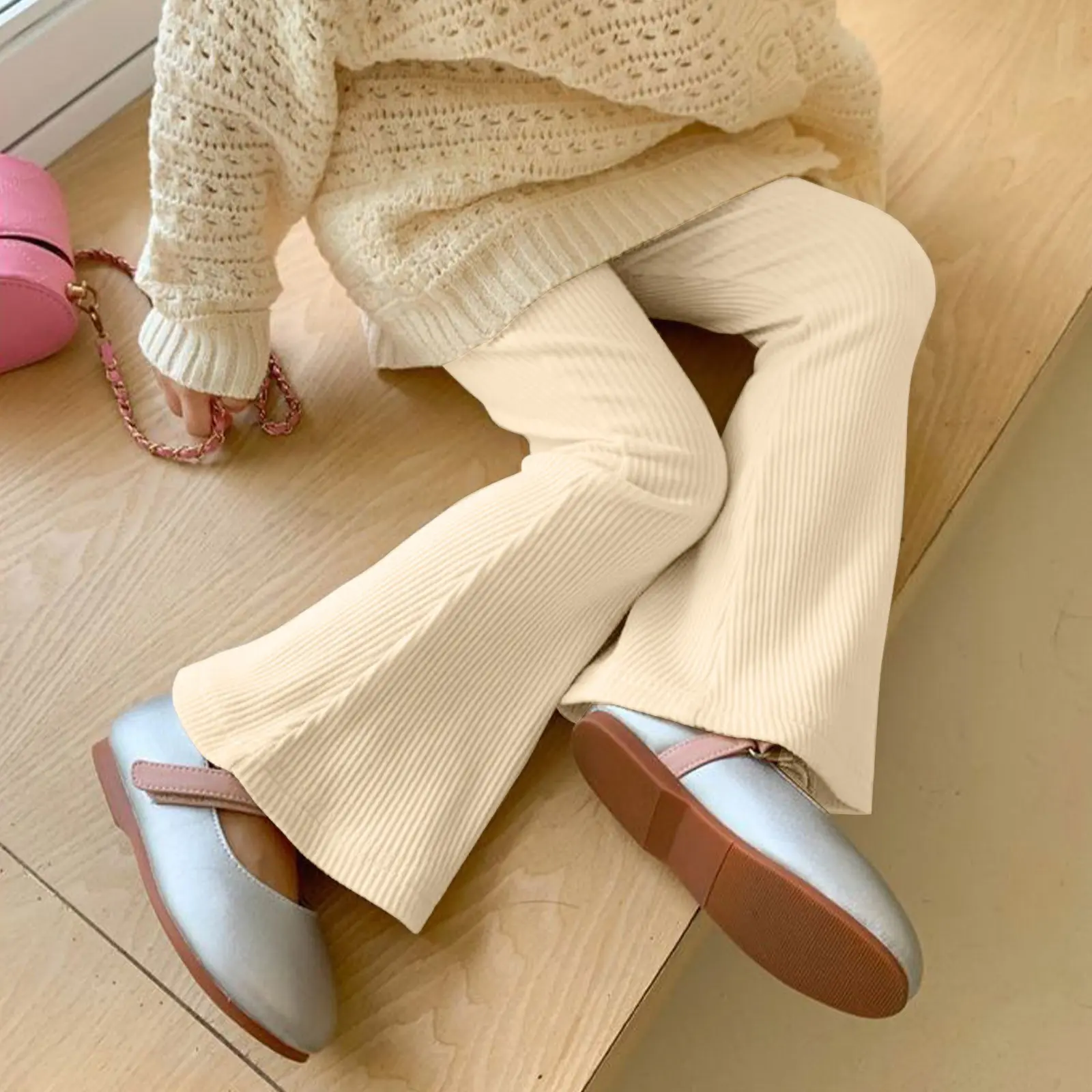 Girls Flare Leggings Cotton Flare Pants For Girls High Waisted Boot Cut Yoga Pants Kids Bell Bottoms Leggings