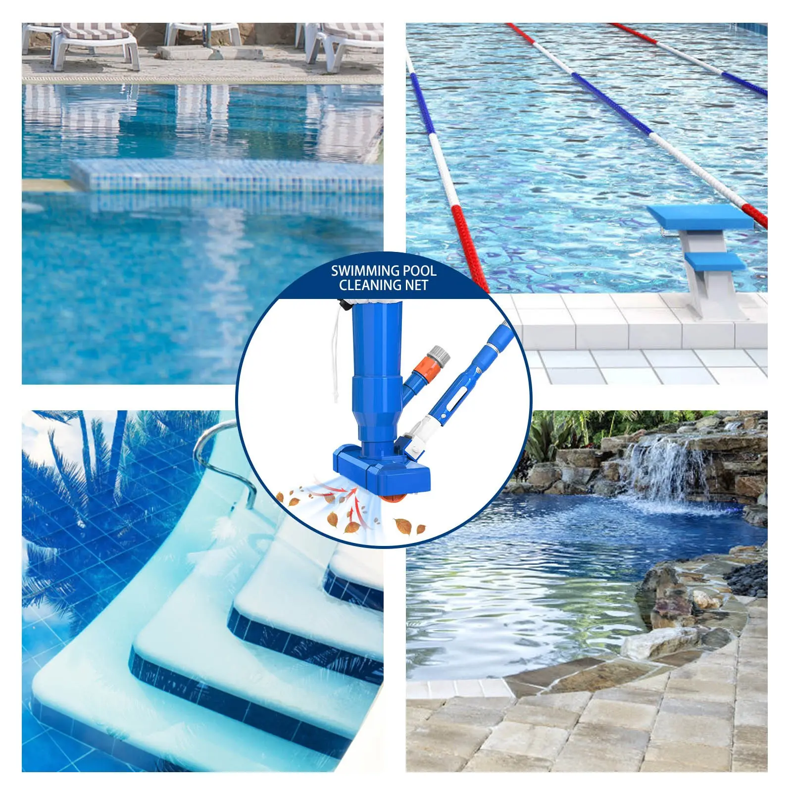 Brush Portable Pool Vacuum Handheld Vacuum Telescopic Pole Pool Vacuum Cleaner Useful Durable Swimming Pool Jet Cleaner Ponds