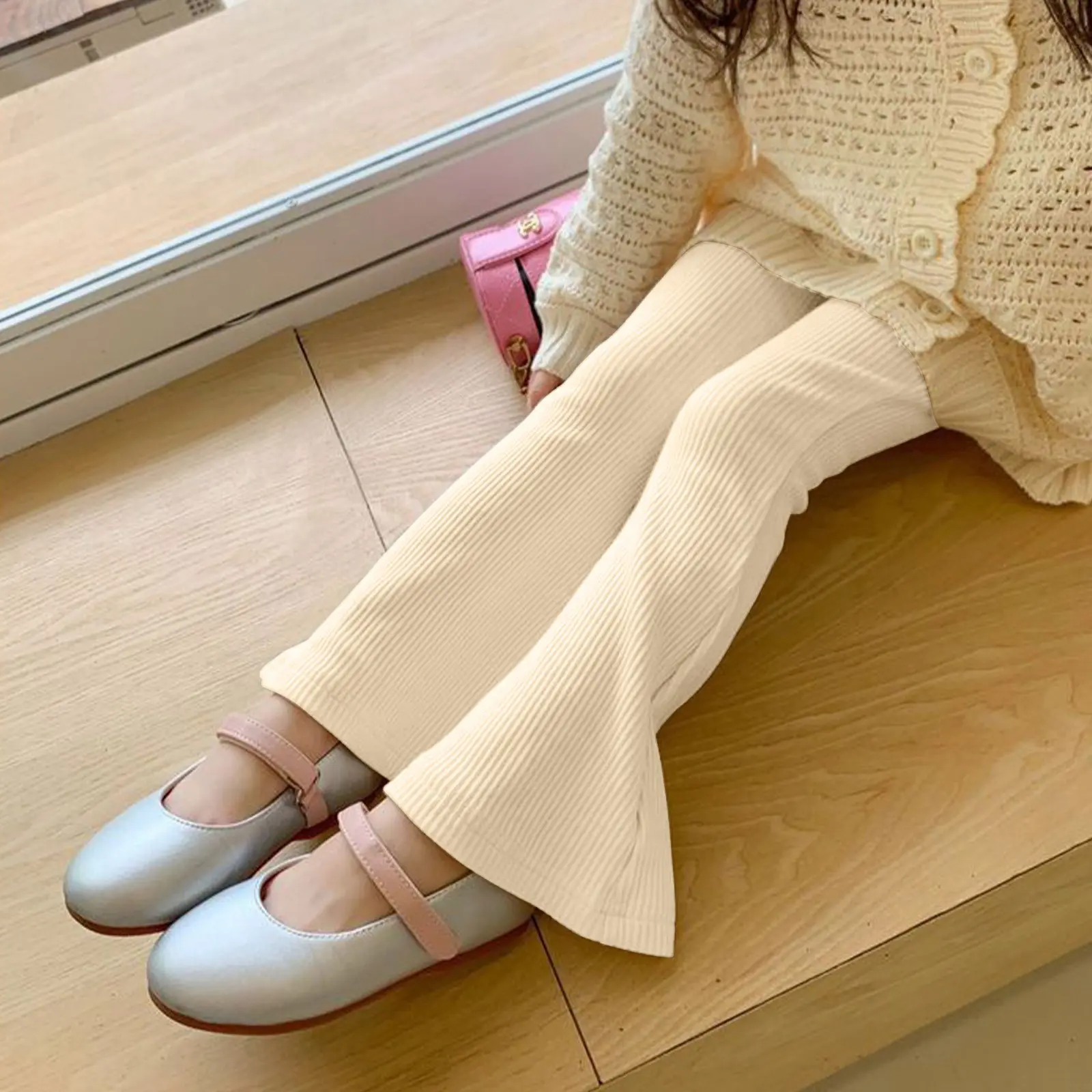 Girls Flare Leggings Cotton Flare Pants For Girls High Waisted Boot Cut Yoga Pants Kids Bell Bottoms Leggings