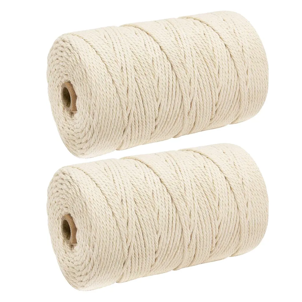 2pcs 3mm X 300m Cotton Rope Multi-purpose Creative Diy Cotton Rope Strands Twisted Macrame Cotton Cord For Wall Hanging Craft