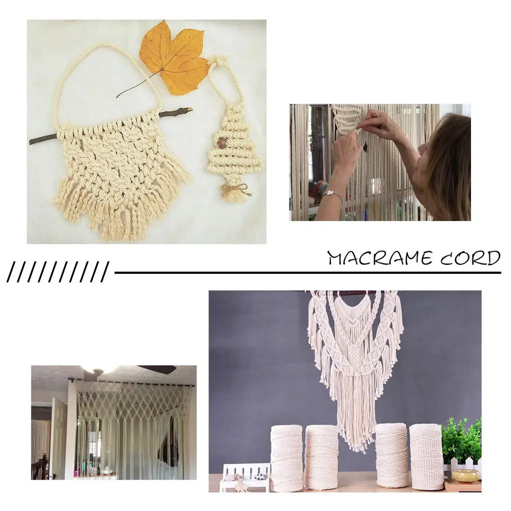 2pcs 3mm X 300m Cotton Rope Multi-purpose Creative Diy Cotton Rope Strands Twisted Macrame Cotton Cord For Wall Hanging Craft