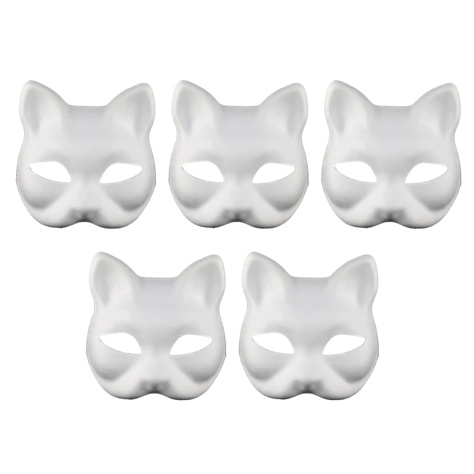 5/10pcs Paper Blank White Mask Halloween Cosplay Cat Fox DIY Paintable Half Face Mask Animal Costume Party Decorate Craft Prop