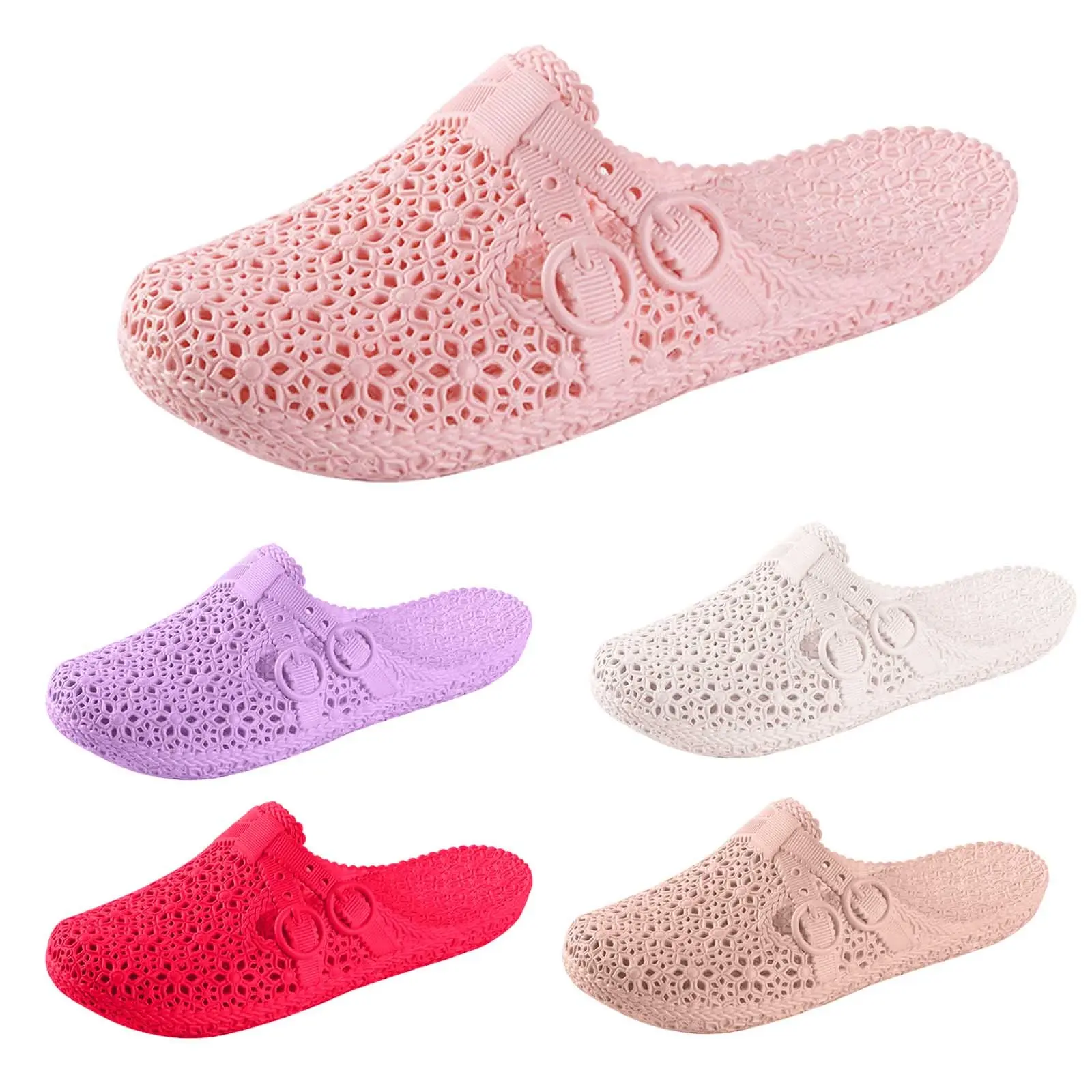 Wrapped Toe Breathable Slippers Women Summer Outer Wear Hole Shoes Home Fashion Casual Hollow Out Slip On Buckle Slipper Female