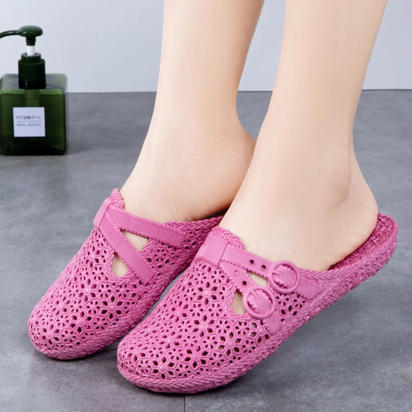 Wrapped Toe Breathable Slippers Women Summer Outer Wear Hole Shoes Home Fashion Casual Hollow Out Slip On Buckle Slipper Female