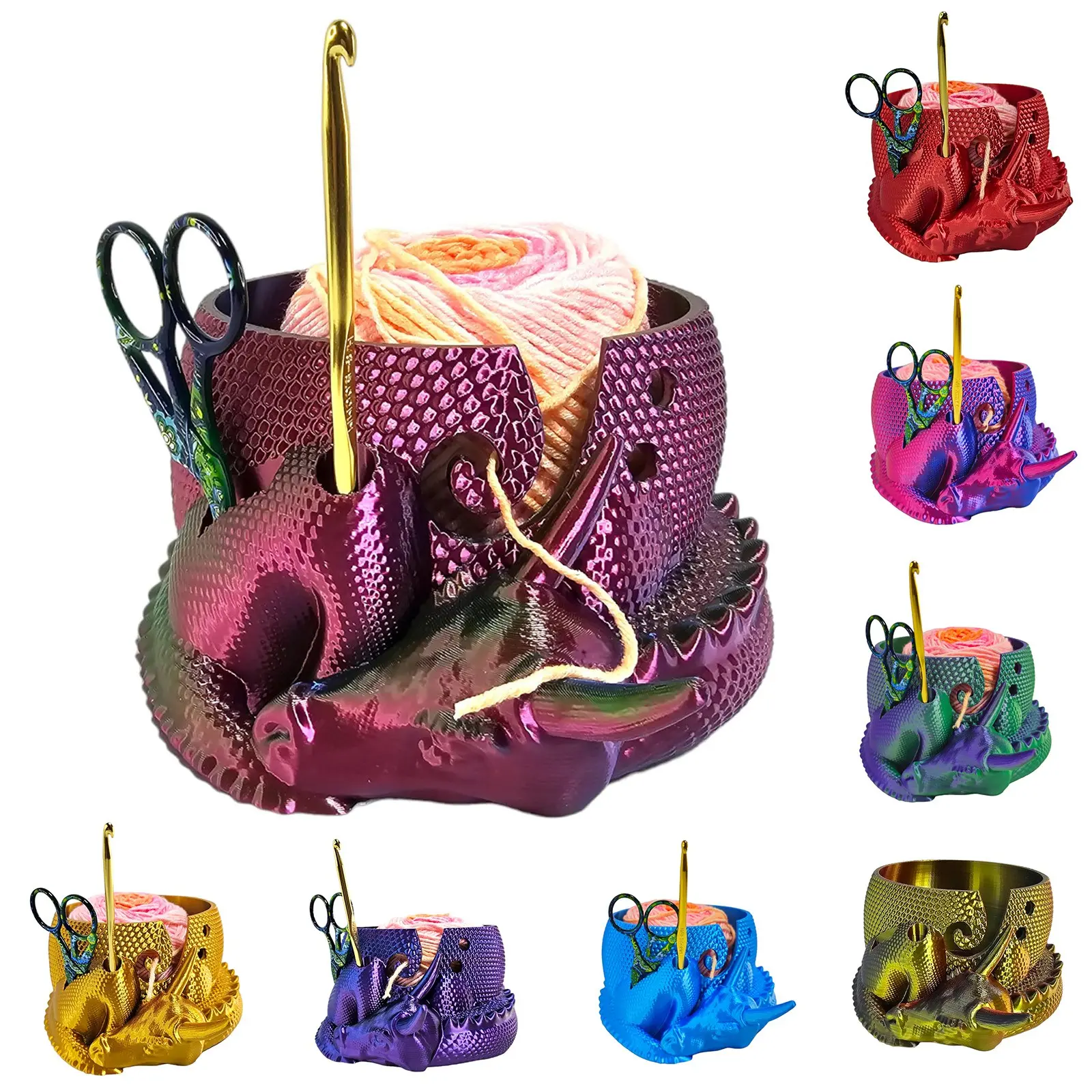 3D Printed Yarn Organizer Bowl Creative Knitting Bowl Dragon and Egg Yarn Storage Organizer Crochet Yarn Holder Yarn Organizer