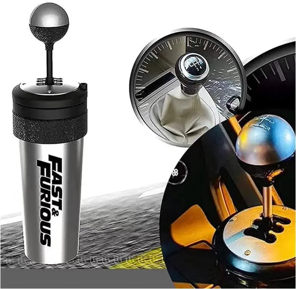 650ml Fast and Furious 9 Creative Gearshift Cup with Straw and Lid Rocker Shift Style Water Cup, Portable Gear Lever Cup