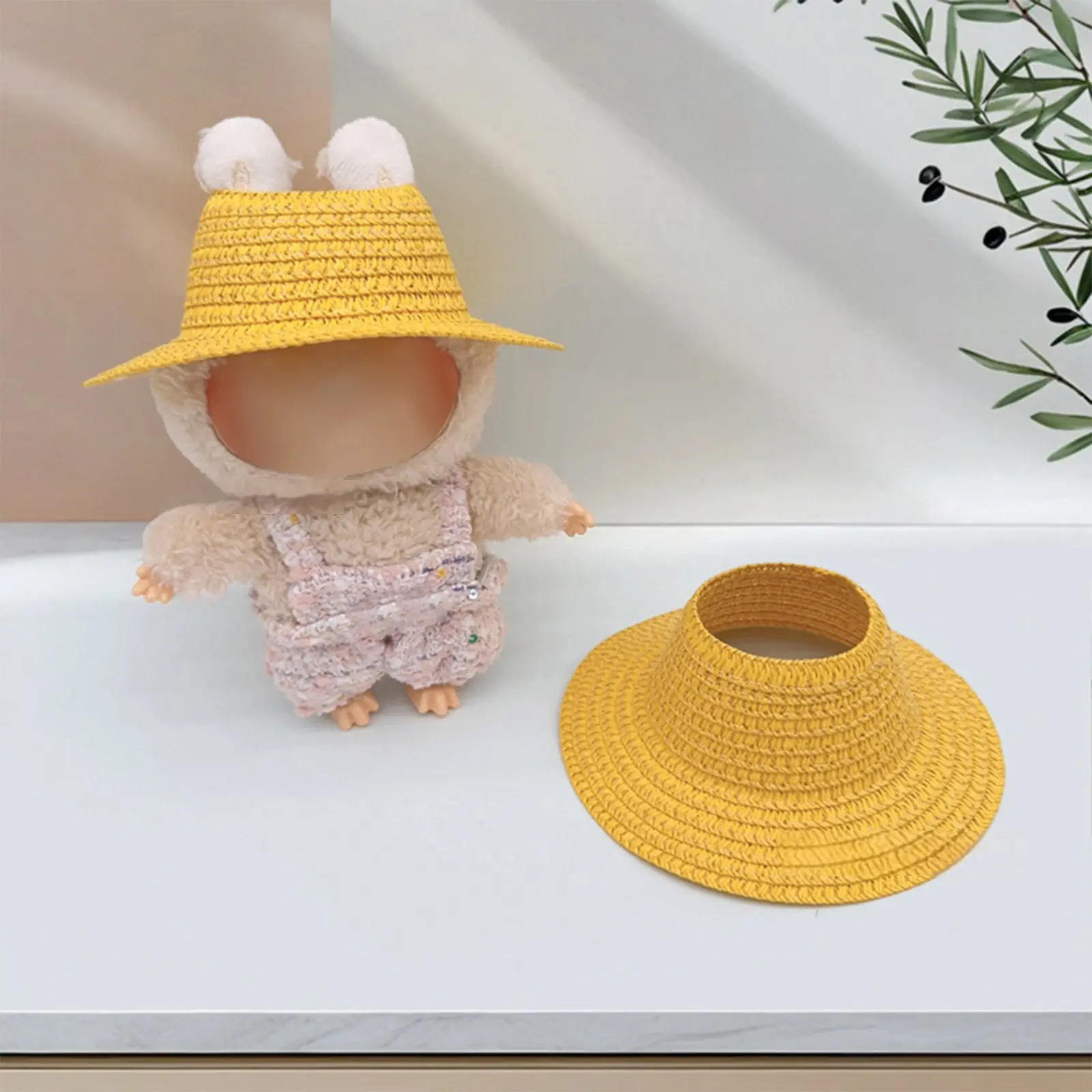 Colored Empty Straw Hat For Ropa Labubu Lovely Little Doll Accessories Cute Hat Decoration
