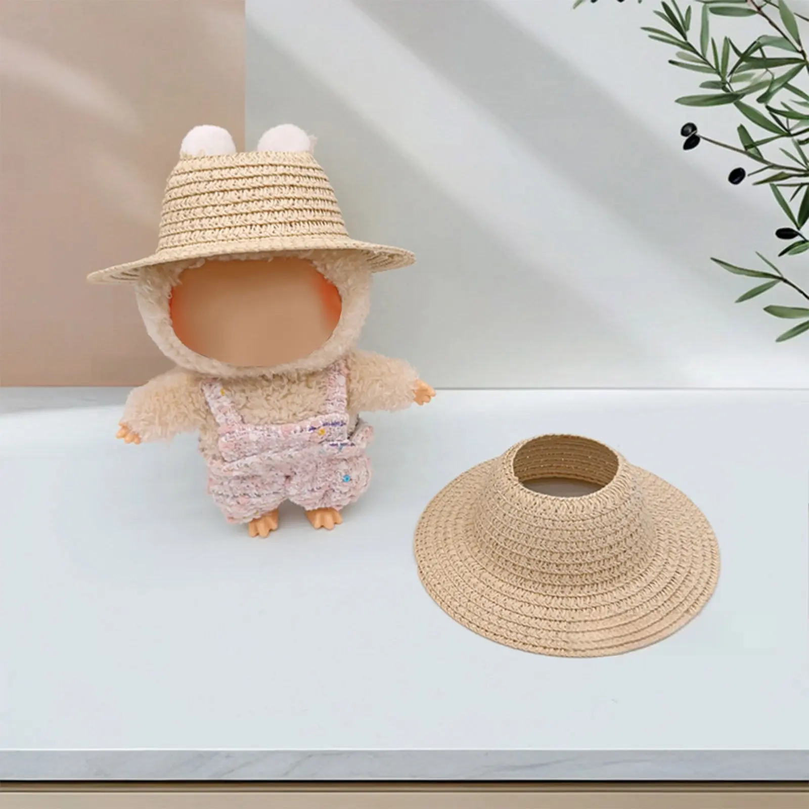 Colored Empty Straw Hat For Ropa Labubu Lovely Little Doll Accessories Cute Hat Decoration