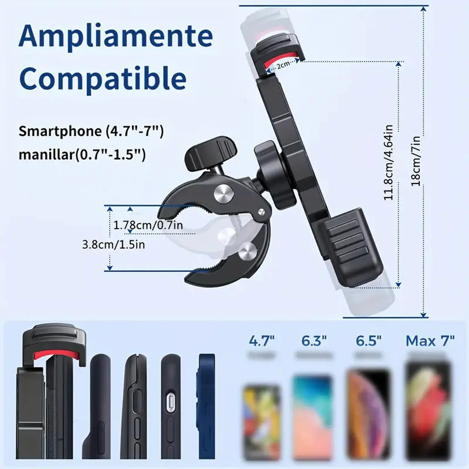 Bicycle Phone Holder MTB Bike Stand Mobile Phone Motorcycle Handlebar Bracket 360°Rotation Shakeproof Stable Mount