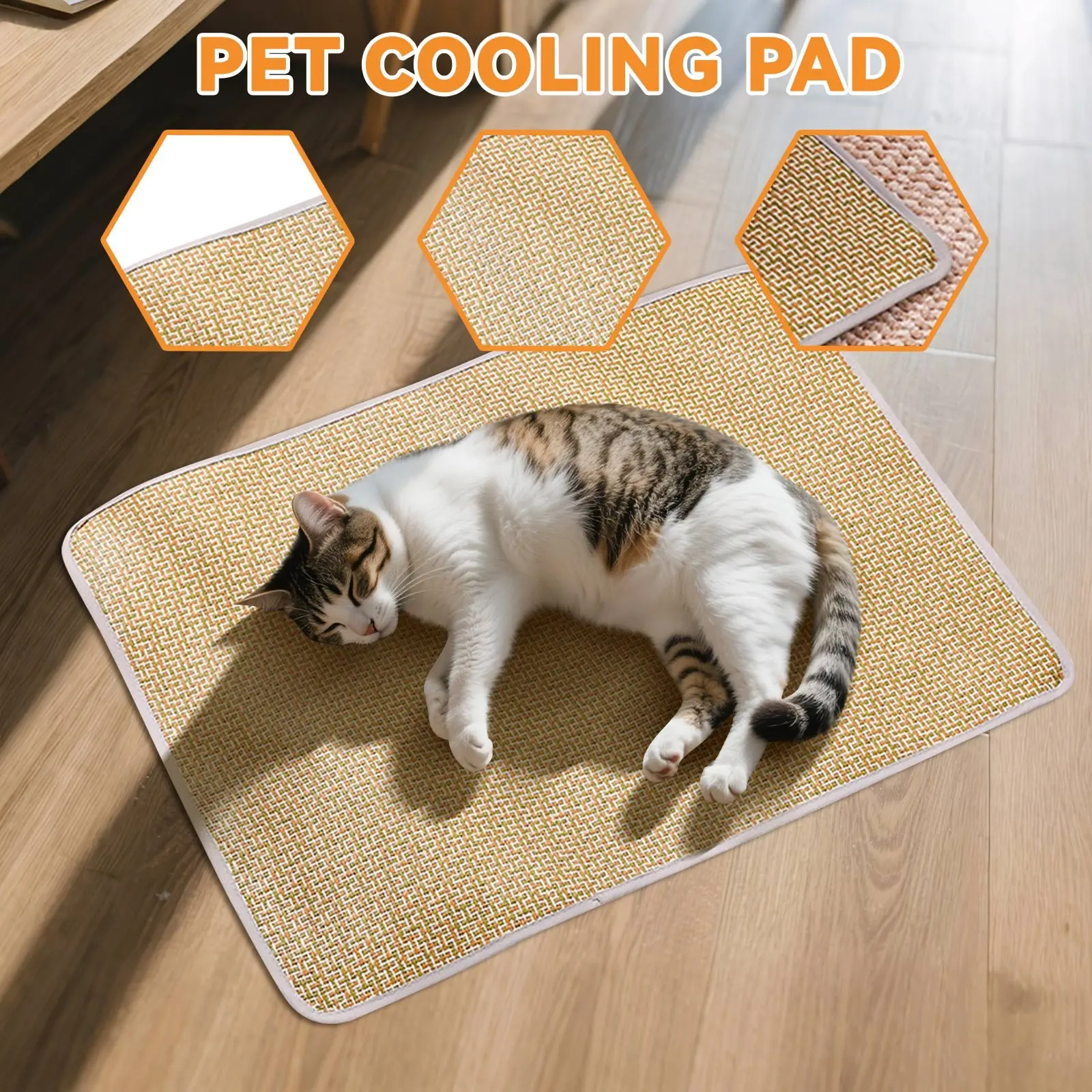 Summer Cooling Gel Pad for Dogs Cats Non Slip Pet Mat Heat Relief Washable Bamboo Bedding Indoor Outdoor Use