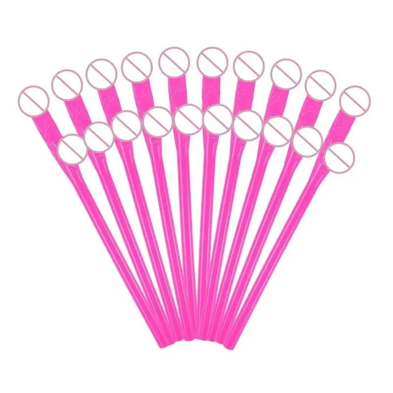 10pcs Bachelorette Party Penis Straws Plastic Novelty Nude Dick Drink Straw For Hen Night Bar Decor Wedding Team Bride Supplies
