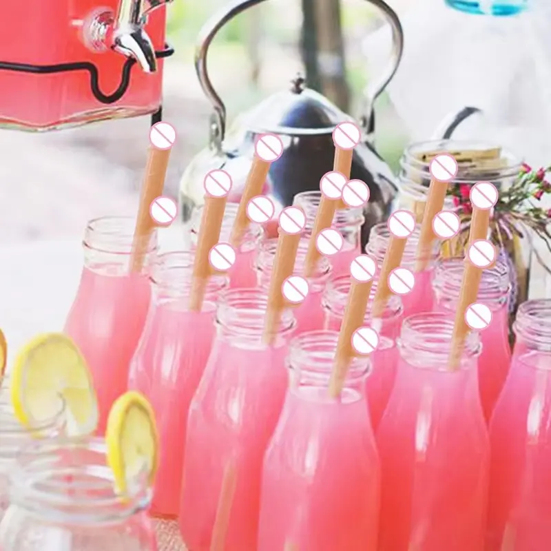 10pcs Bachelorette Party Penis Straws Plastic Novelty Nude Dick Drink Straw For Hen Night Bar Decor Wedding Team Bride Supplies