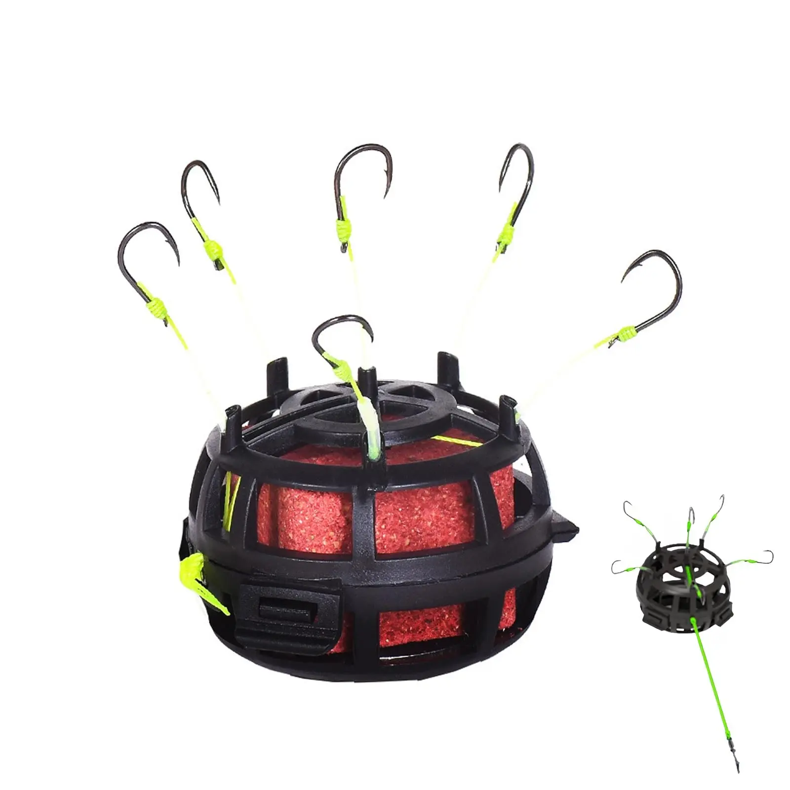 String Hook Fishing Bait Cage 6 Hook Carbon Steel Line Group Feeder Sinker New Design Square Bait Shape Fishing Spring Bait Cage