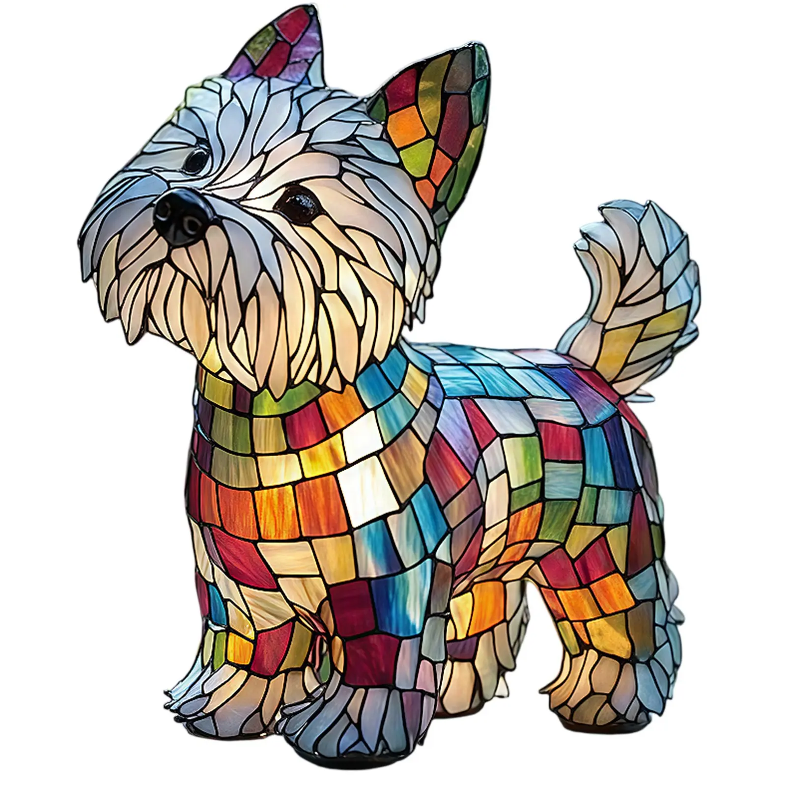 Colored Resin Animal LED light,Stained French Tabletop Night Light,Cute Pet Dog Themed LED Table Lamp,Cozy bedroom Ornaments
