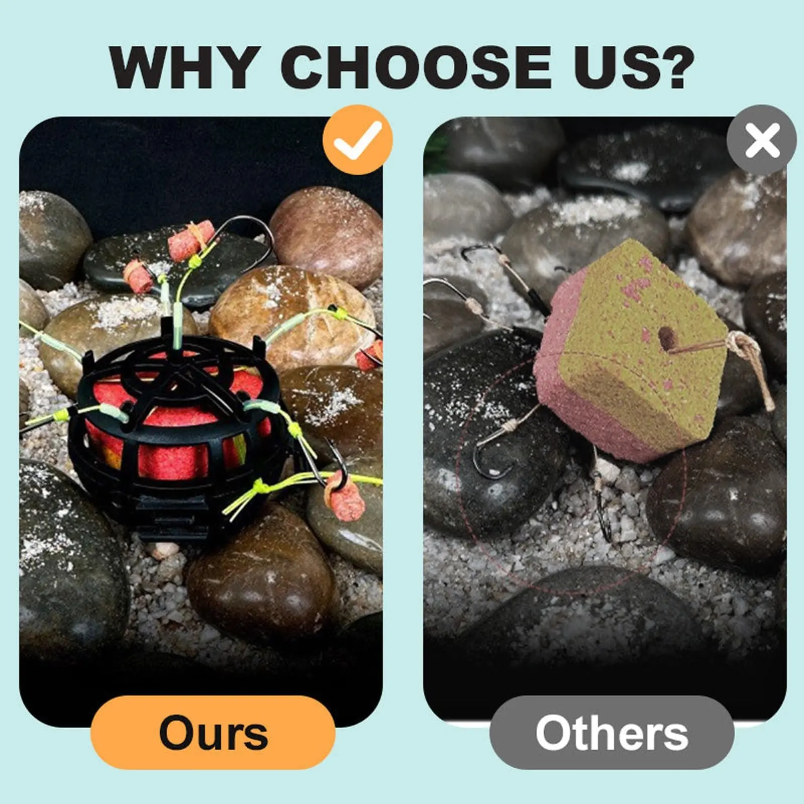 String Hook Fishing Bait Cage 6 Hook Carbon Steel Line Group Feeder Sinker New Design Square Bait Shape Fishing Spring Bait Cage