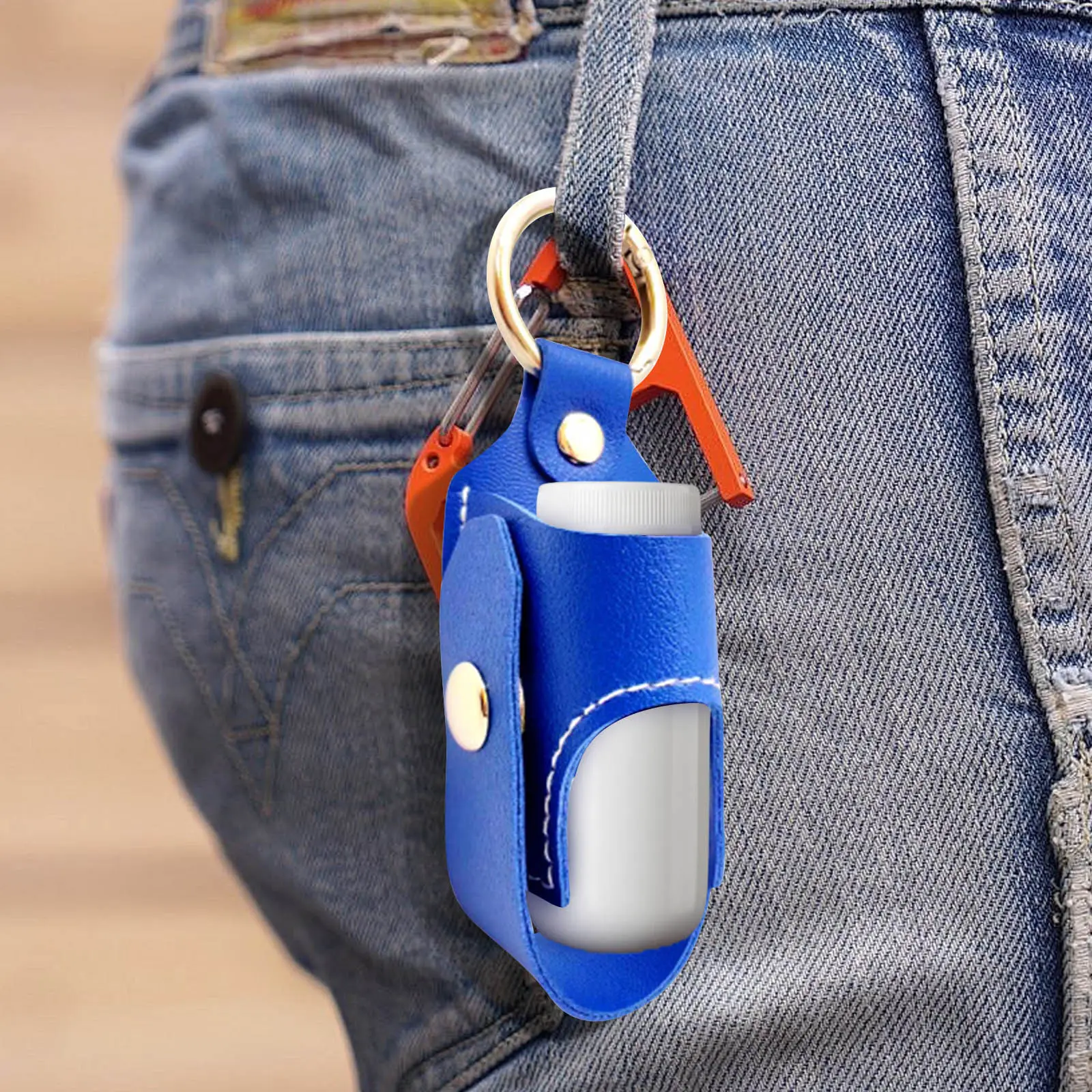 Portable Inhaler Holder Outdoor L-shaped Leather Inhaler Case Keychain for breath spray bottle storage protection bag Tool