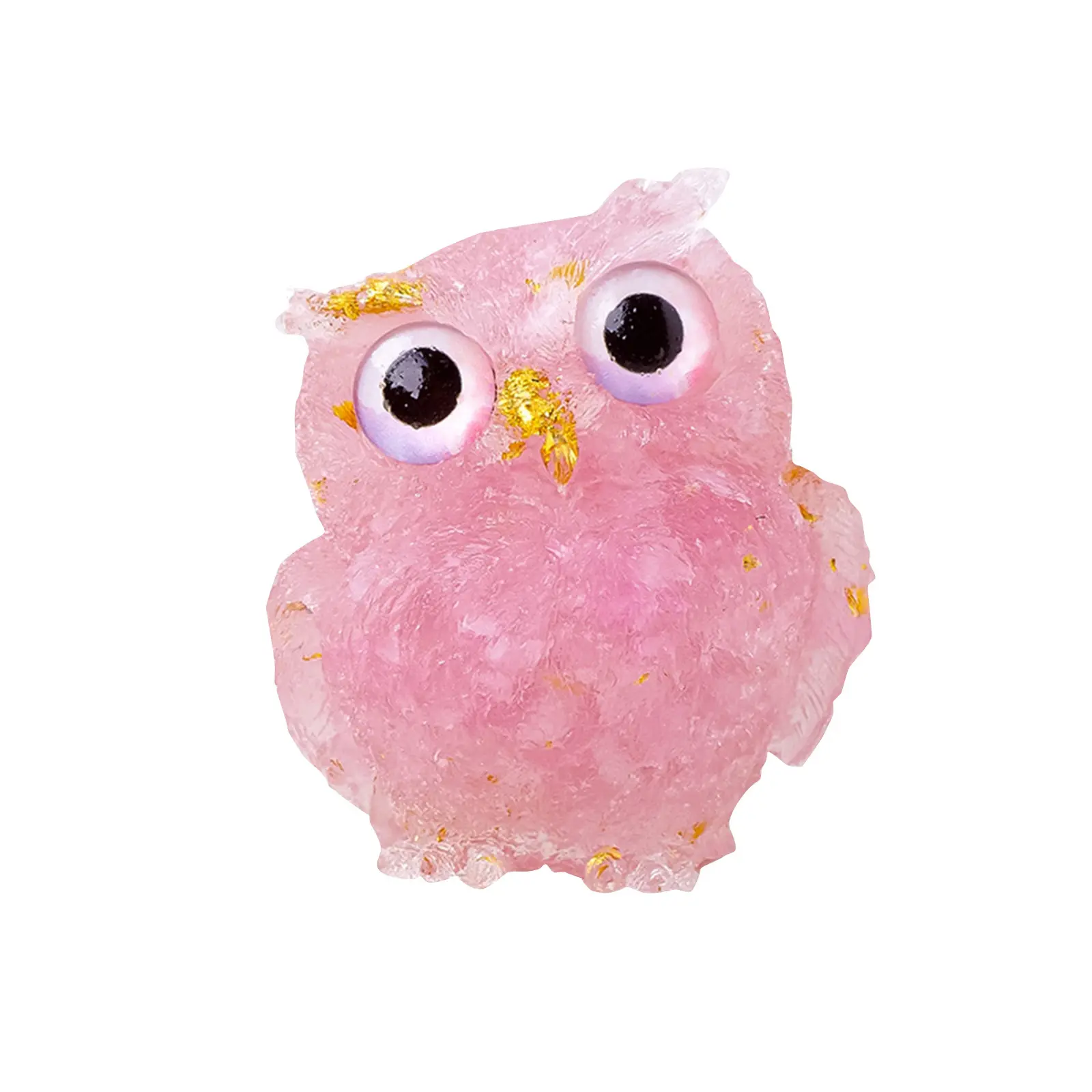 1PC Natural Owl Amethyst Rose Quartz Cute Animal Image Macadam Drip Glue Resin Owl Household Supplies Desktop Ornament