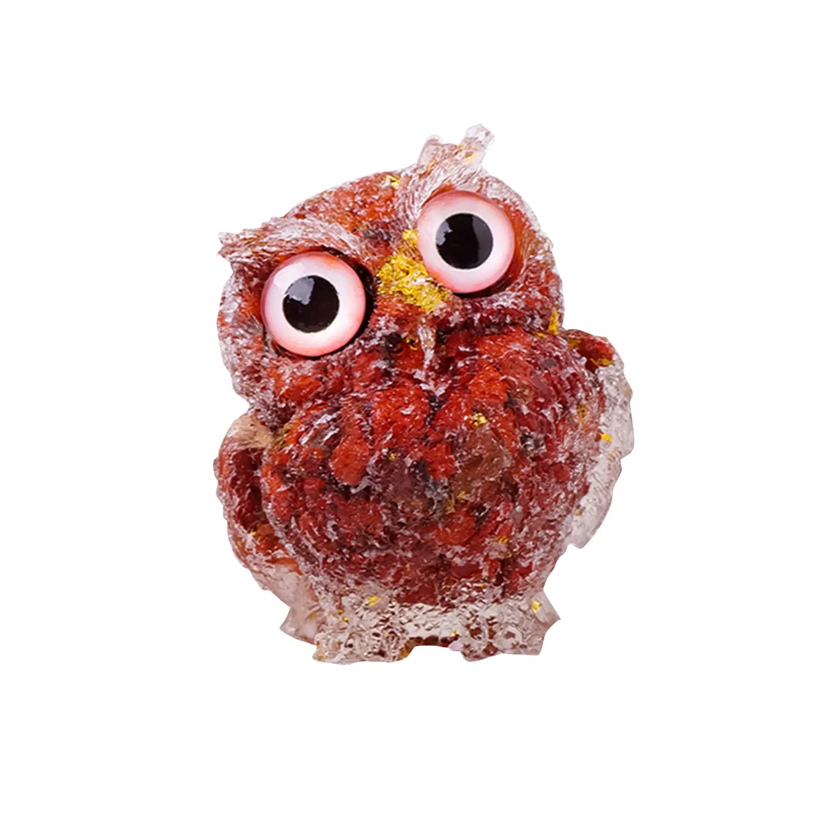 1PC Natural Owl Amethyst Rose Quartz Cute Animal Image Macadam Drip Glue Resin Owl Household Supplies Desktop Ornament