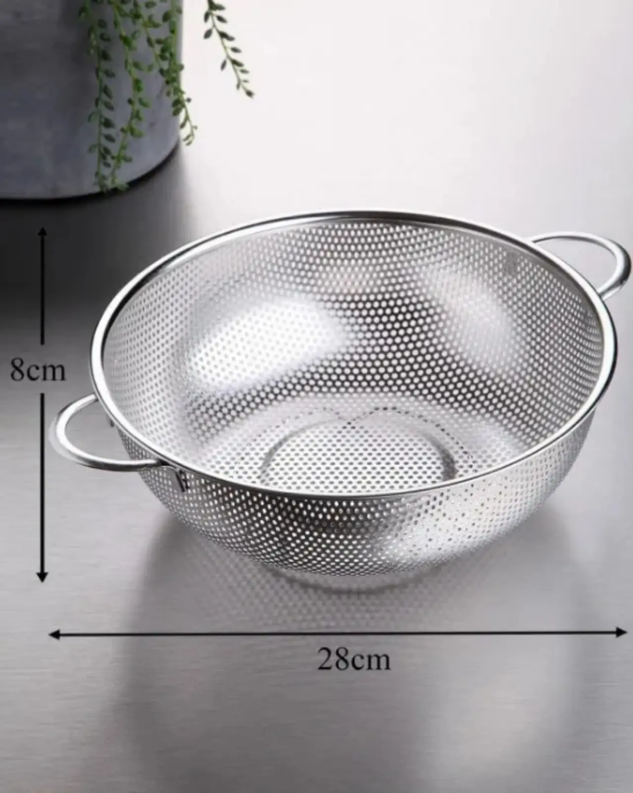 All Purpose Stainless Steel Fine Mesh Strainer Net Baskets with Handles Resting Base Colander Set Kitchen Supplies