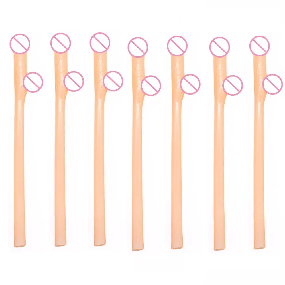 10Pcs Bachelorette Party Penis Straws Bridal Shower Hen Night Willy Penis Novelty Nude Straw for Bar Drinking Supplies