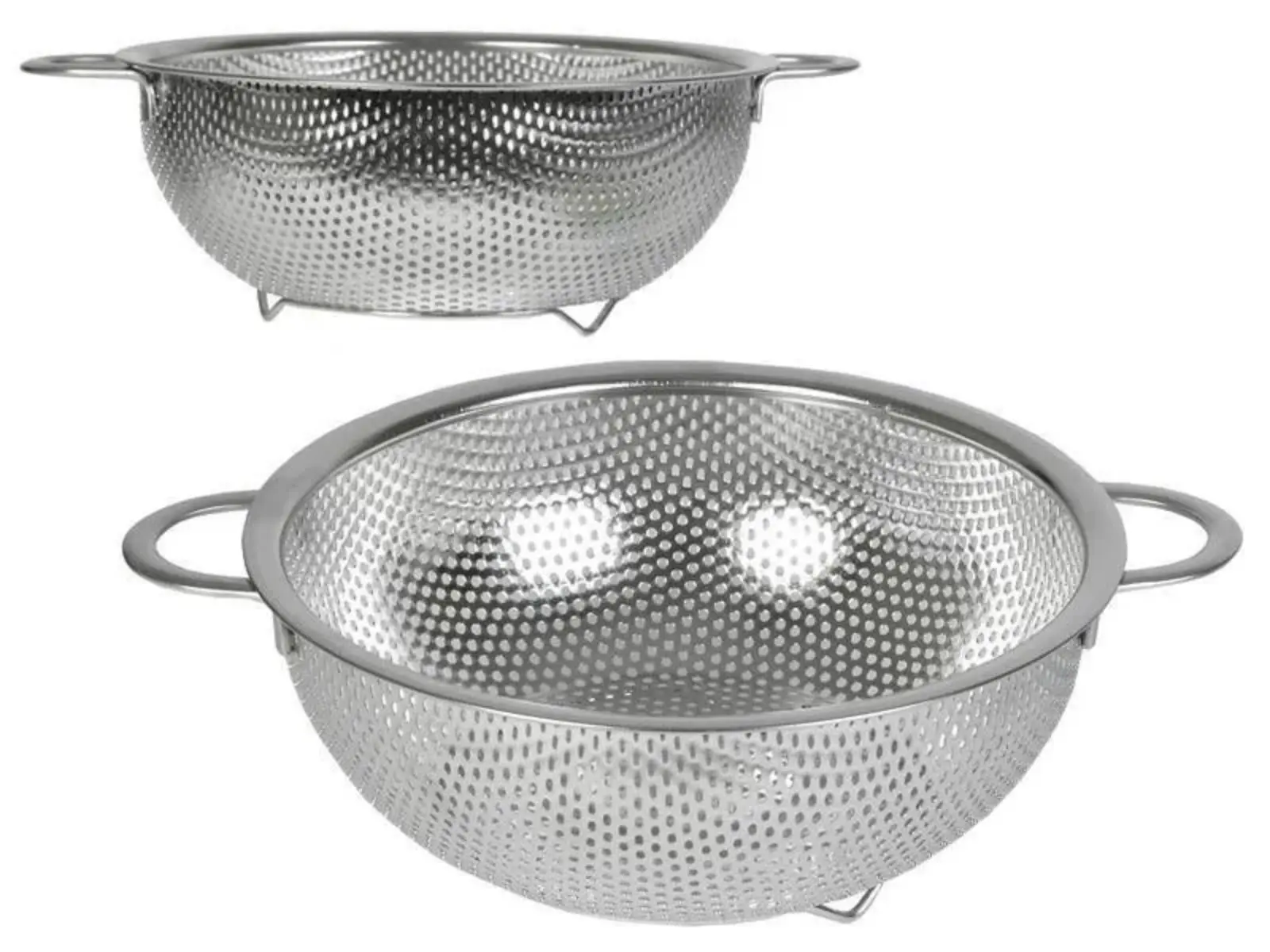 All Purpose Stainless Steel Fine Mesh Strainer Net Baskets with Handles Resting Base Colander Set Kitchen Supplies