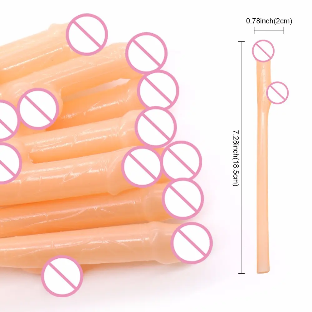 10Pcs Bachelorette Party Penis Straws Bridal Shower Hen Night Willy Penis Novelty Nude Straw for Bar Drinking Supplies