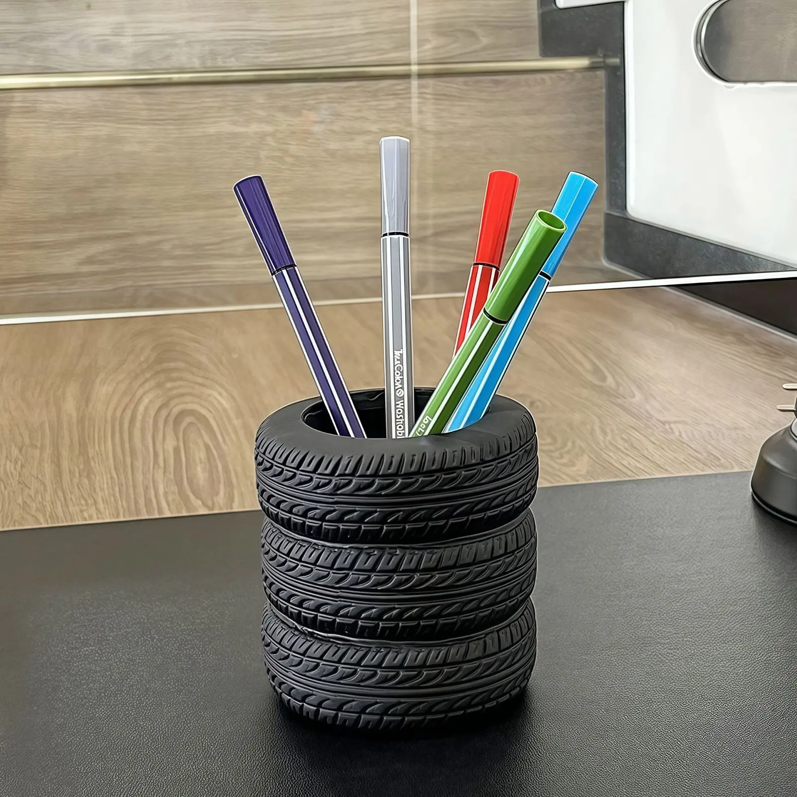 Creative Tire Shaped Pen Holder Unique Office Desk Organizer Office Supplies Desktop Multifunctional Storage Decorations