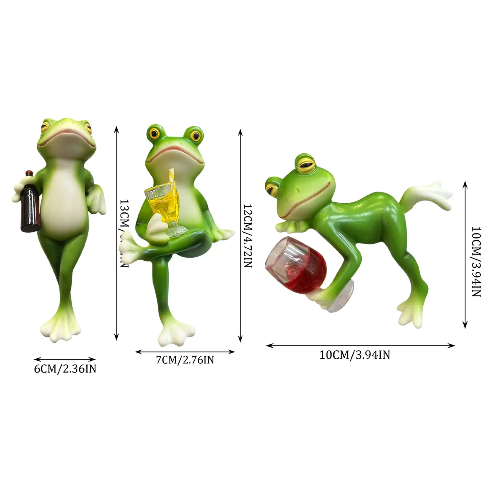 Frog Ornament Resin Decorative Cartoon Animal Hand-Painted Sitting Lying Down Standing Frog Figurines Garden Home Decor